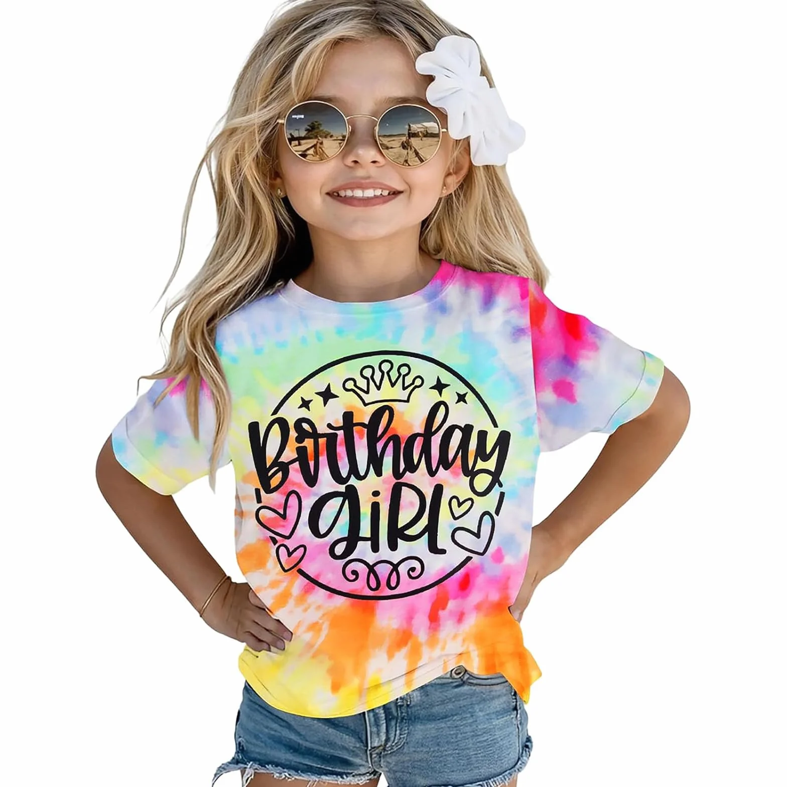 T-Shirt Fille 14 Ans Paillettes Tie-Dye Haut Fête Anniversaire Occasion Spéciale