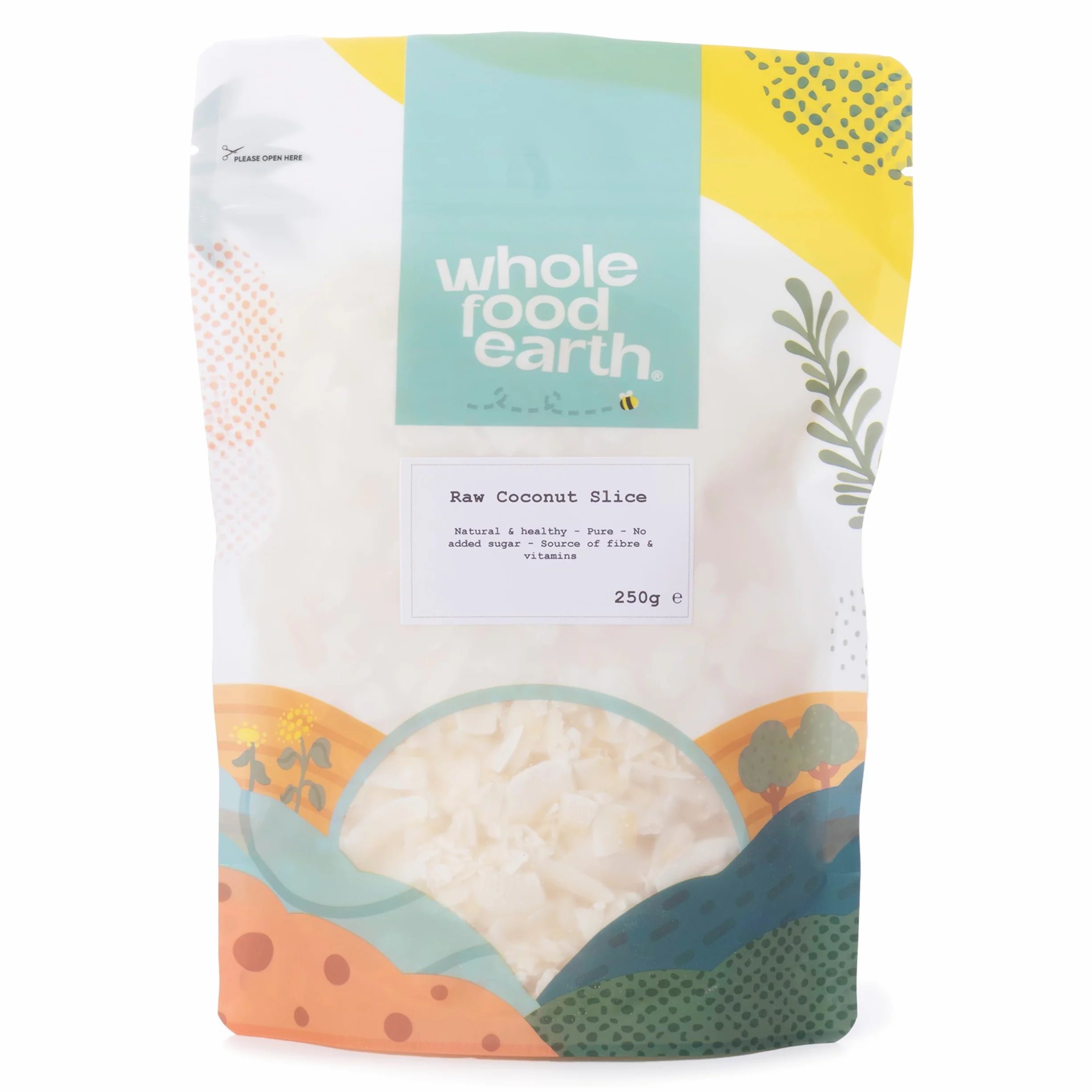 Wholefood Earth Tranche de noix de coco brute 250 g | Sans OGM | Naturel | Haute teneur en fibres, l'emballage peut varier
