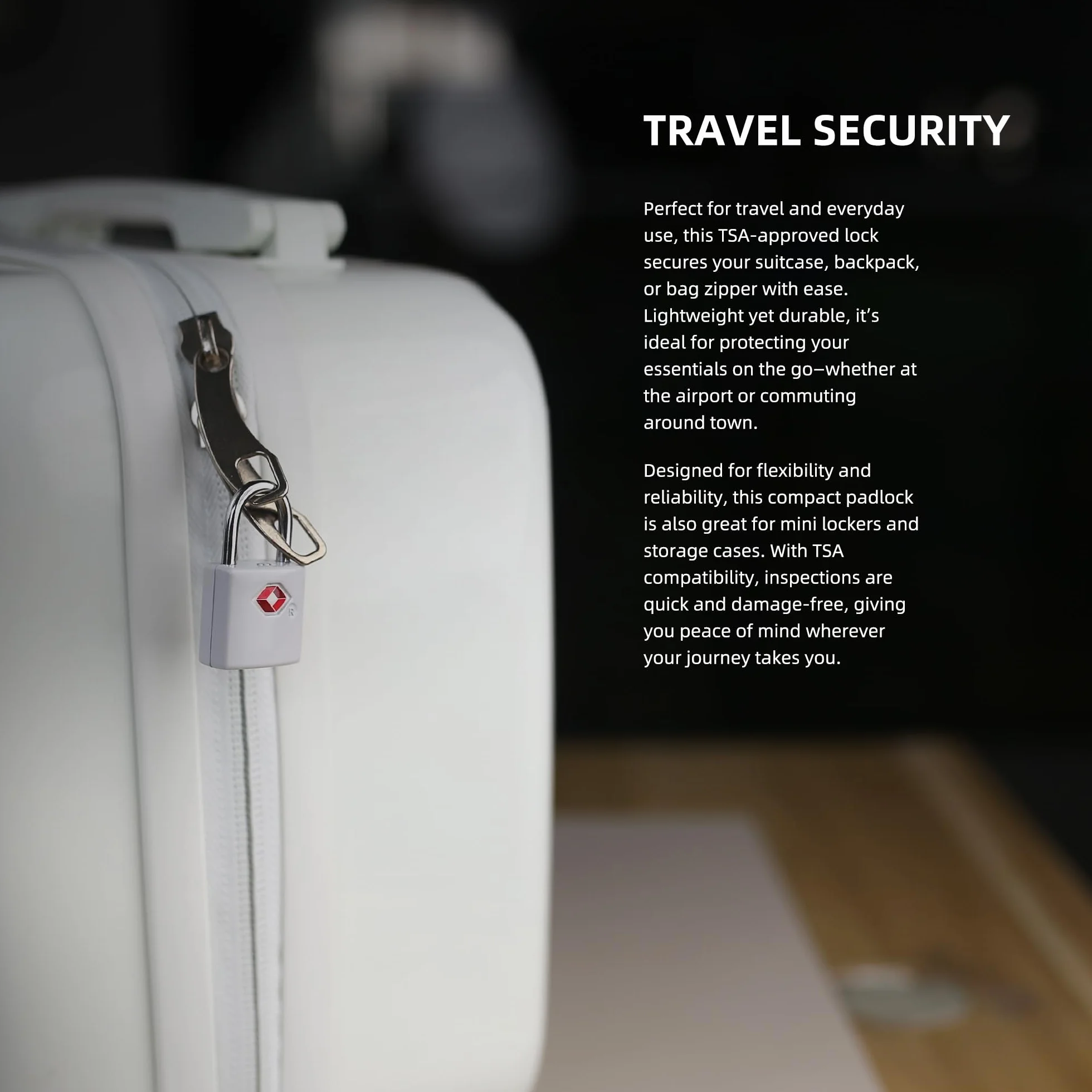 Lot de 4 cadenas de voyage approuvés par la TSA en alliage de zinc avec clés