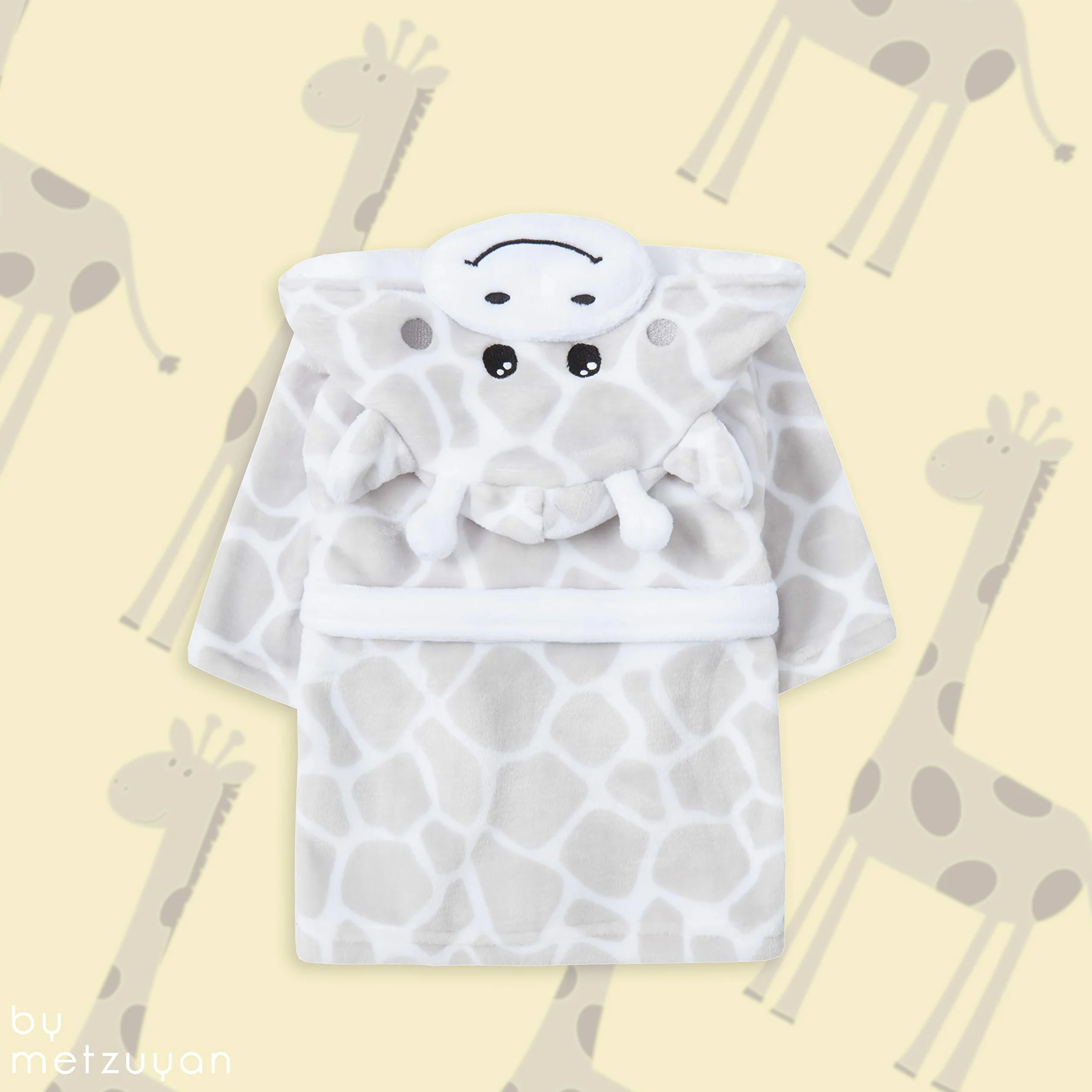 Peignoir bébé fille garçon en peluche motif girafe Metzuyan