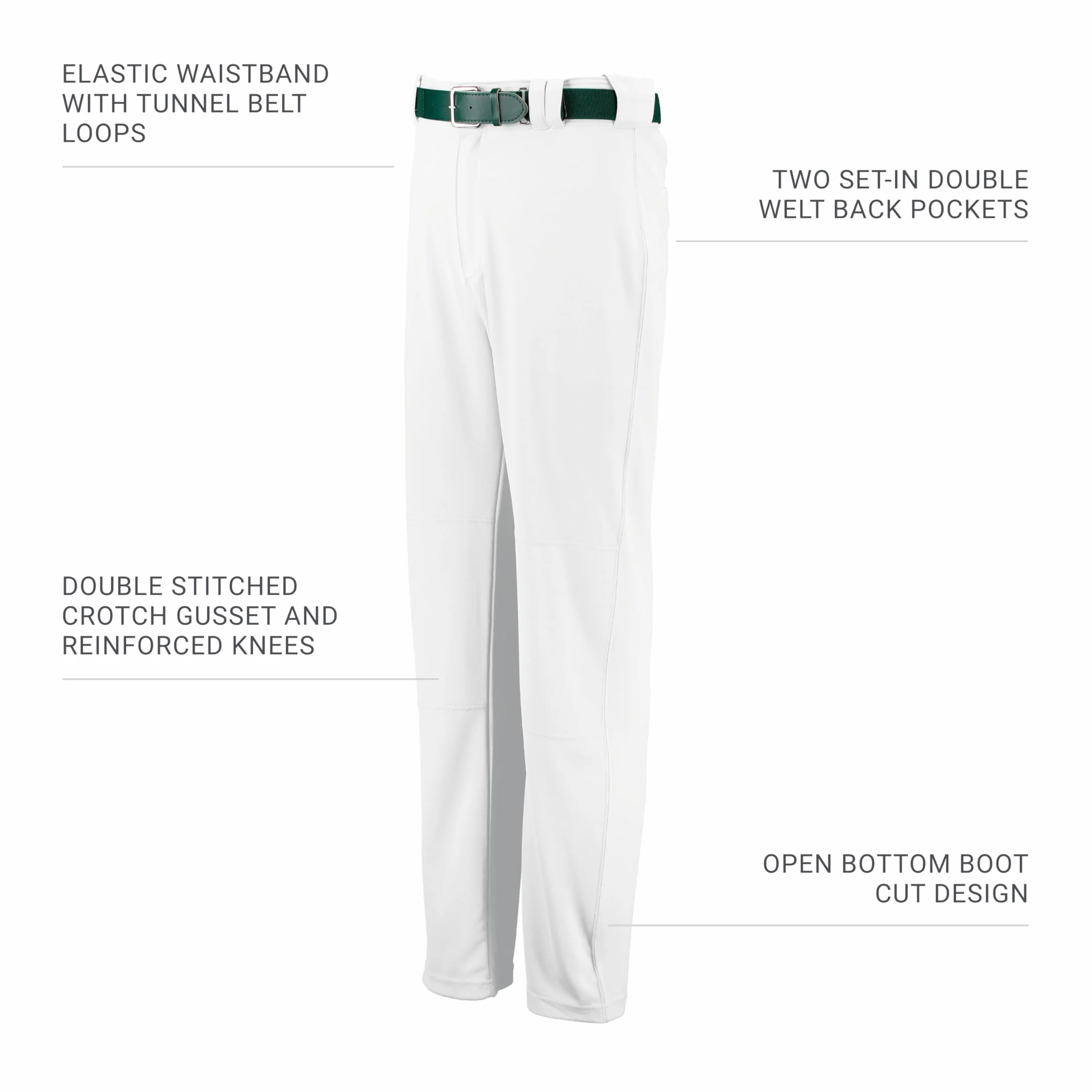 Russell Athletic Youth Boot Cut Game Pant Reinforced Knees Durable Stretch Fabric