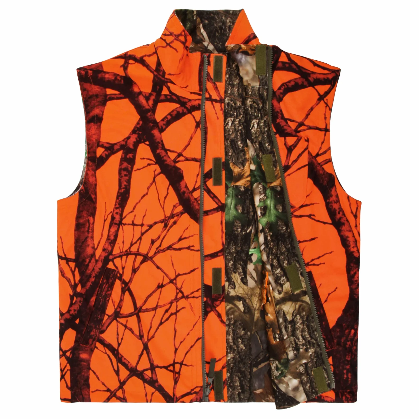 GUGULUZA Gilet de Chasse Orange Camo Réversible Multi-Poches