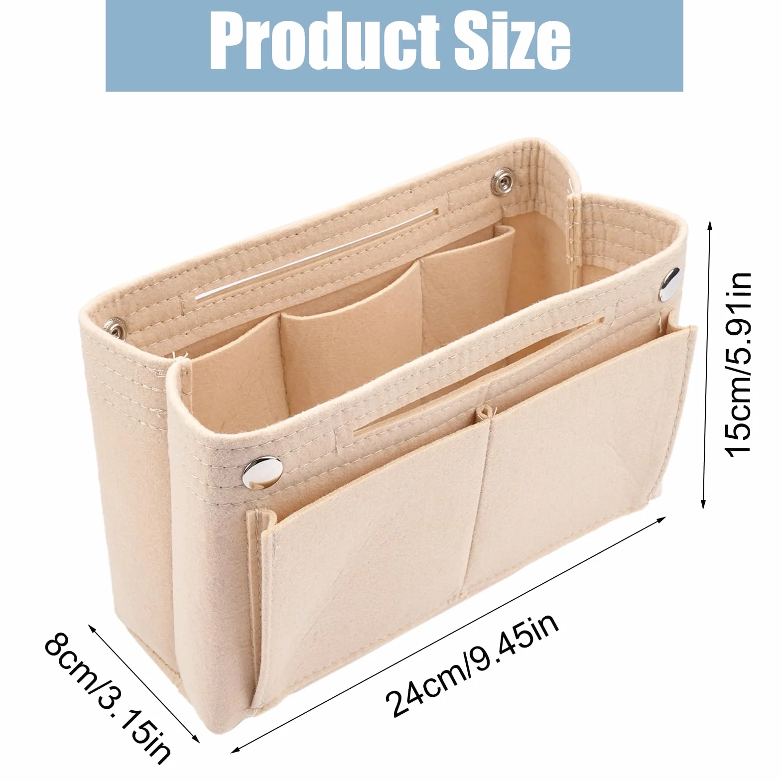 Sac à Main Organiseur en Feutre 24x8x15 cm Beige