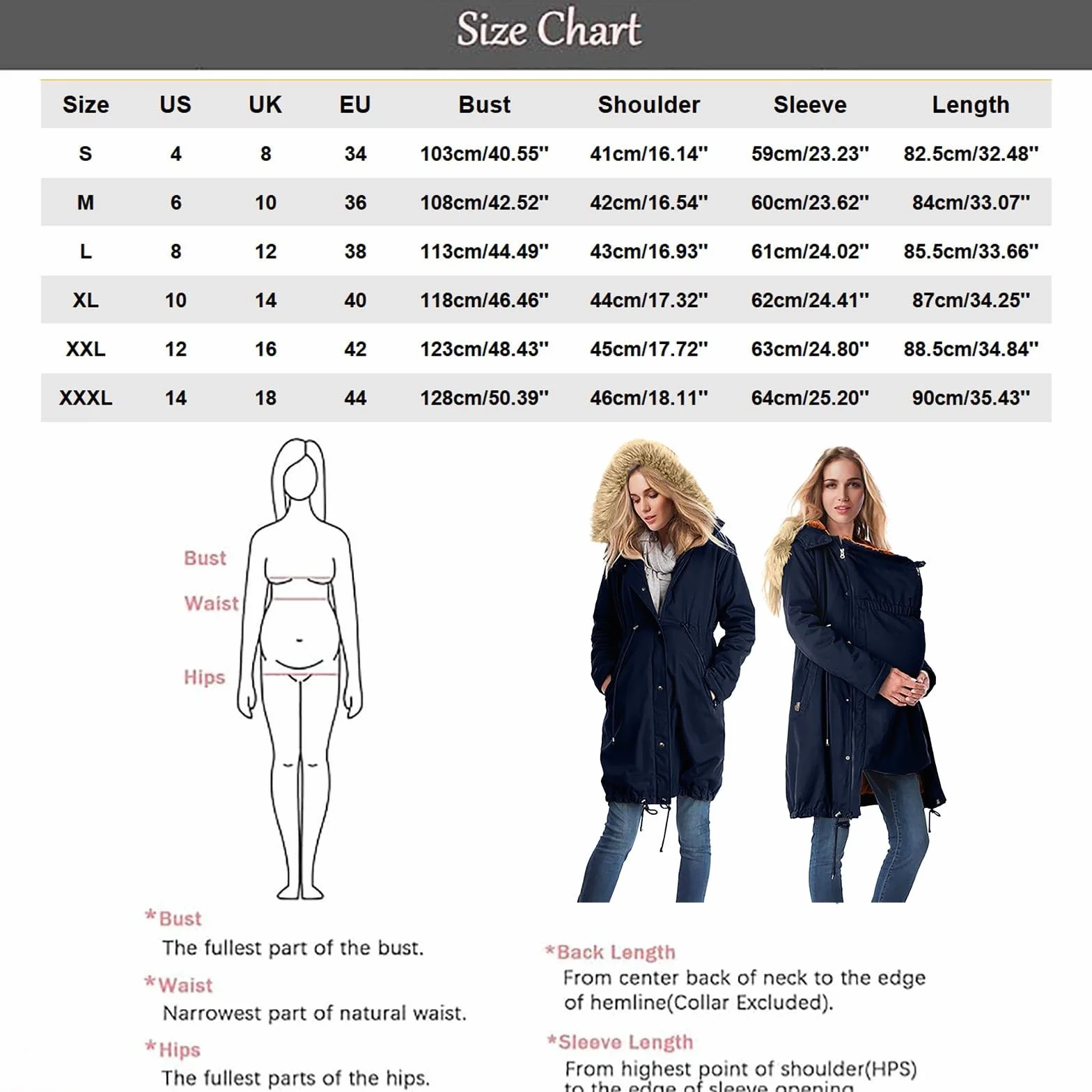 Veste Multifonctionnel Maternité Hiver Porte-bébé Coupe-Vent Pluie