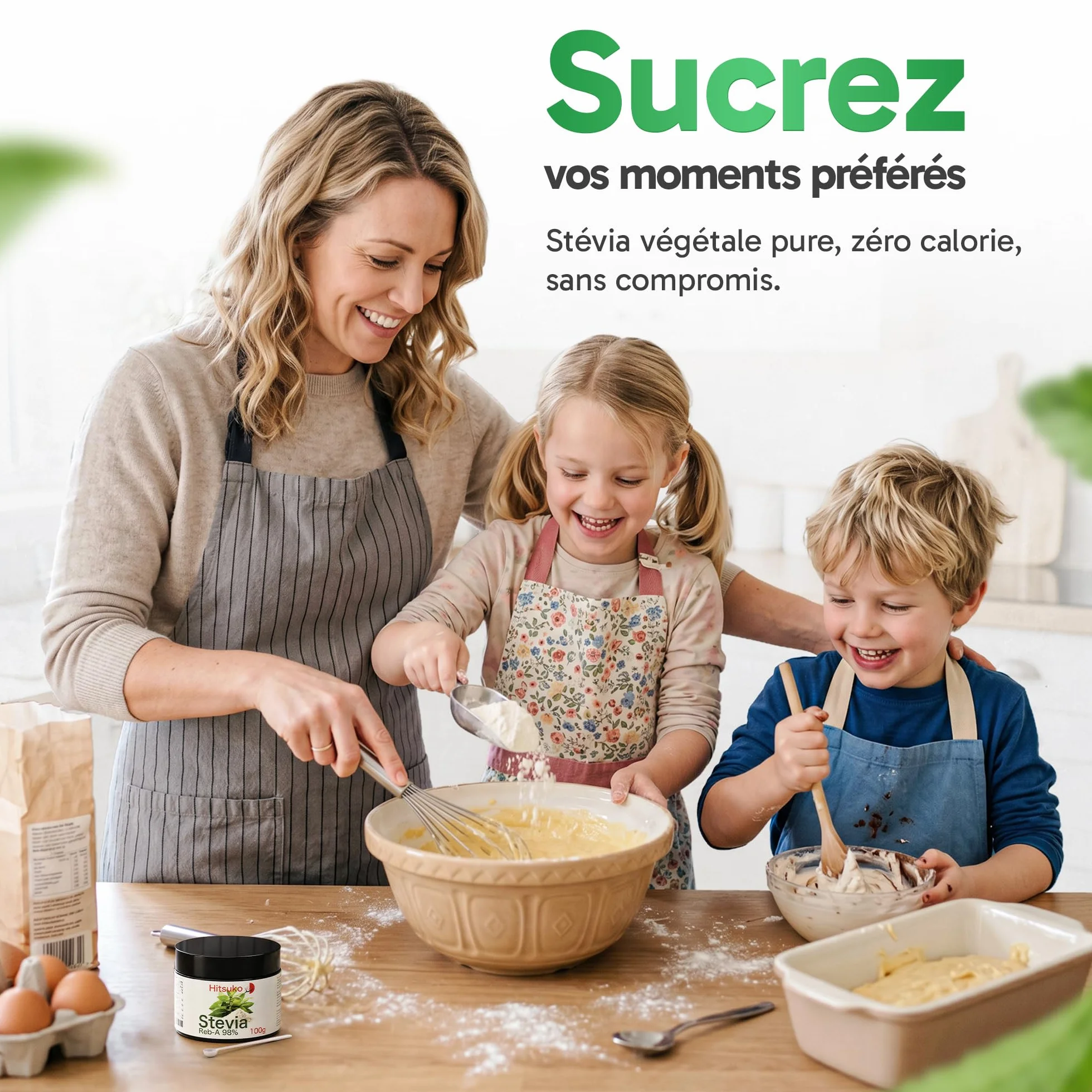 Poudre de Stévia Ultra-Concentrée (100g) | RebA-98 Pur à 98% | 470x Plus Sucrant que le Sucre