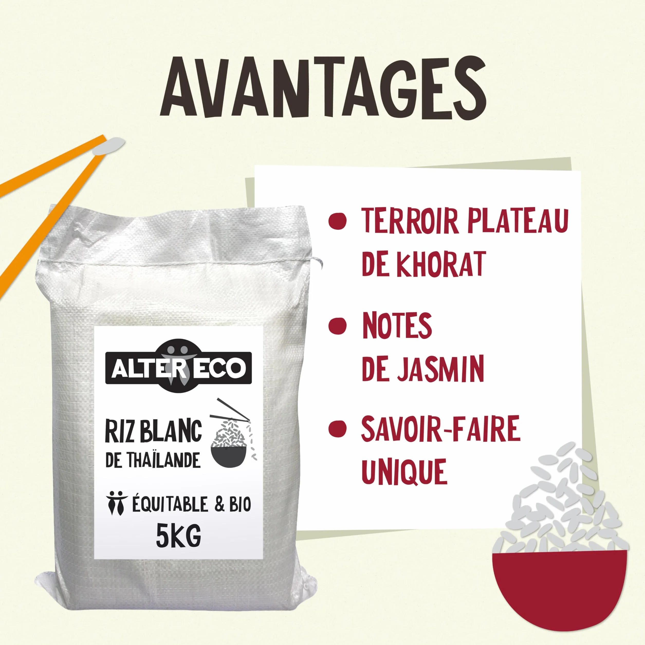 ALTER ECO - Riz Thaï Bio et Équitable 5 kg - Riz Équitable Origine Thaïlande - Prêt en 15 Minutes