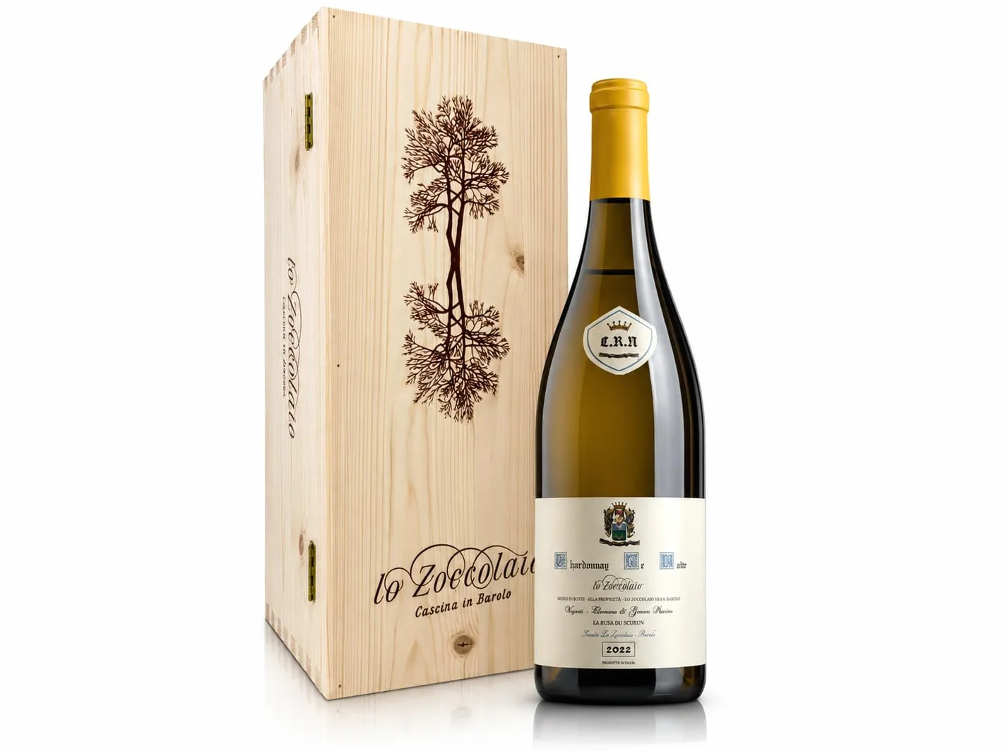 Lo Zoccolaio - Vin Blanc - Langhe Doc Chardonnay « Re Noir » En Caisse Bois - Coffret Cadeau - 1 X 750 Ml