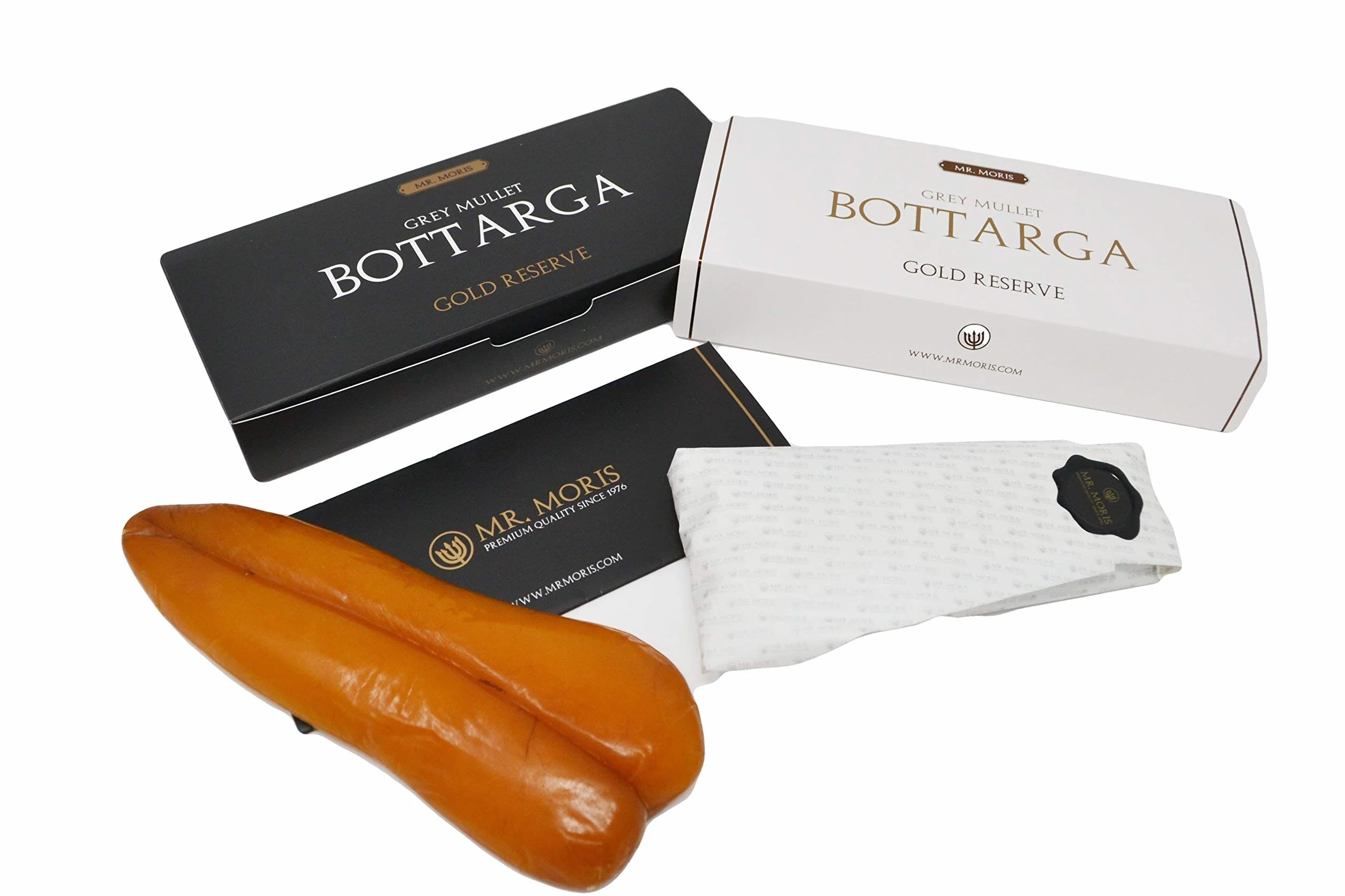 Mr. Moris │ Bottarga │ Gold Reserve │ Œufs de mulet, casher │ Fabriquée en Italie │ Grand, environ 175 g │ Œufs de mulet Gold Reserve │ Présentation de luxe │ Paquet de 175 g