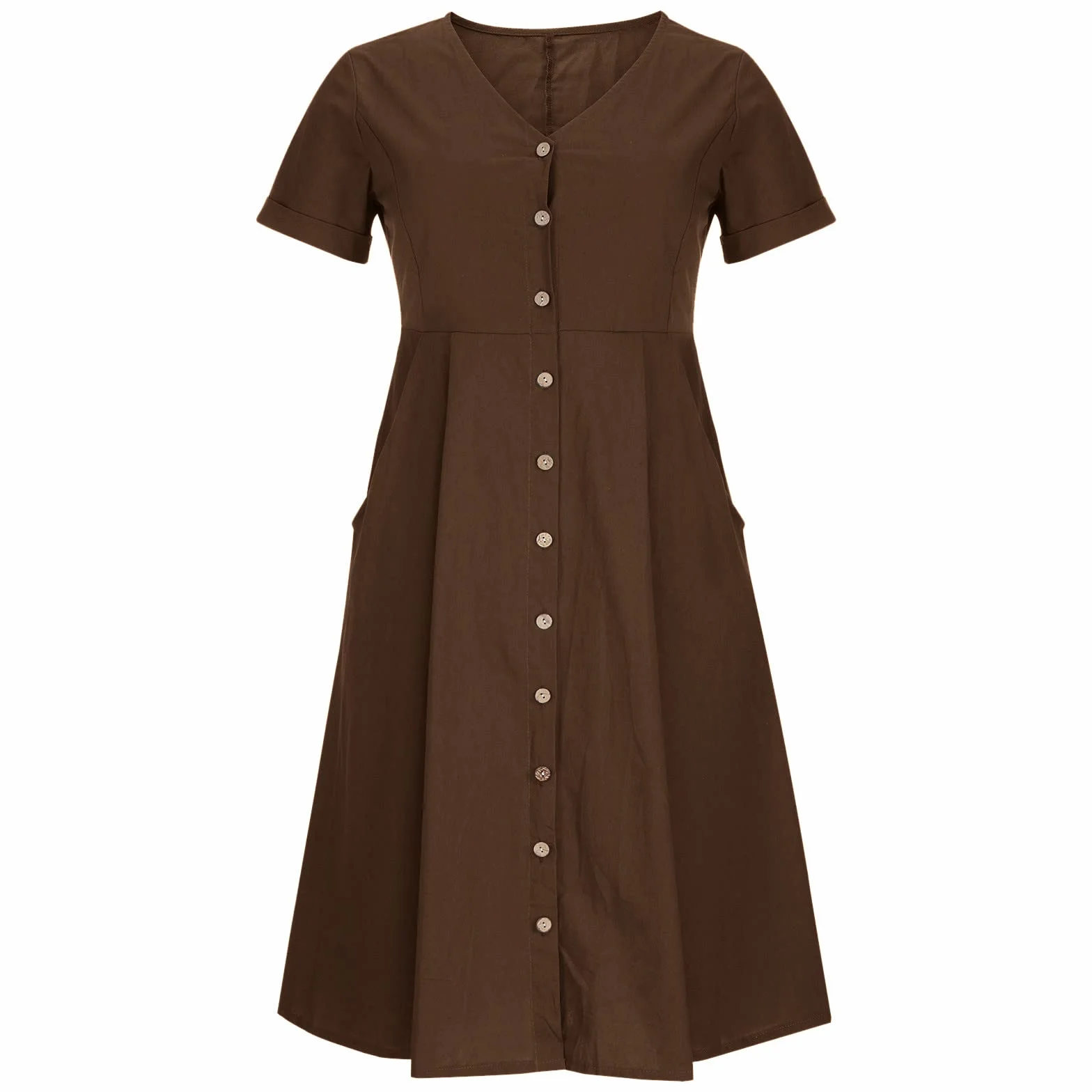 Robe Chemise Longue Femme Été Coton Lin Manche Courte Chic