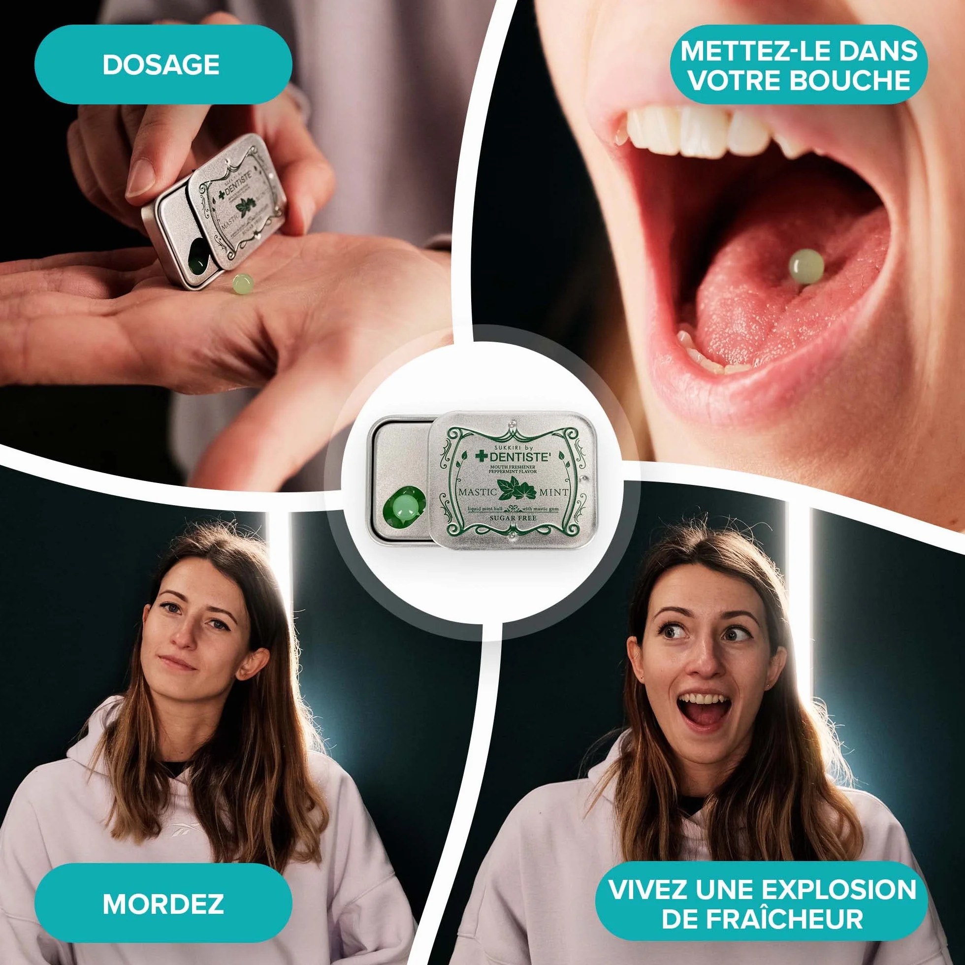 Dentiste LoveMints Bonbons à la menthe poivrée | Haleine fraîche | 20 pastilles rafraîchissantes