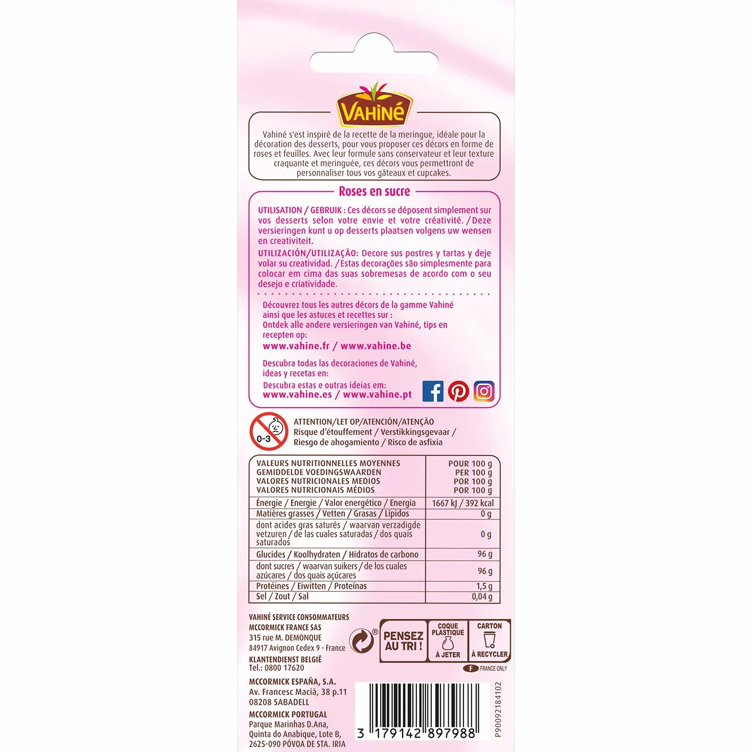 VAHINE - Décoration Gâteaux Roses en Sucre 20 g