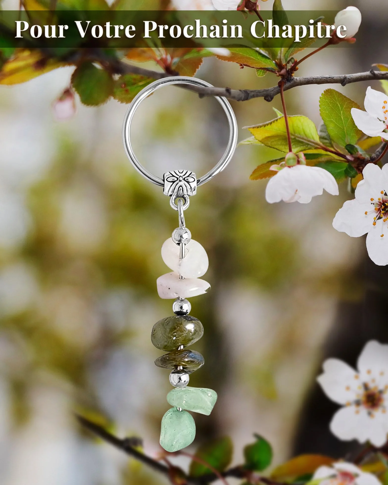 Porte Clef Femme Pierre Naturelle Seyaa Carte Inspirante Bonne Chance