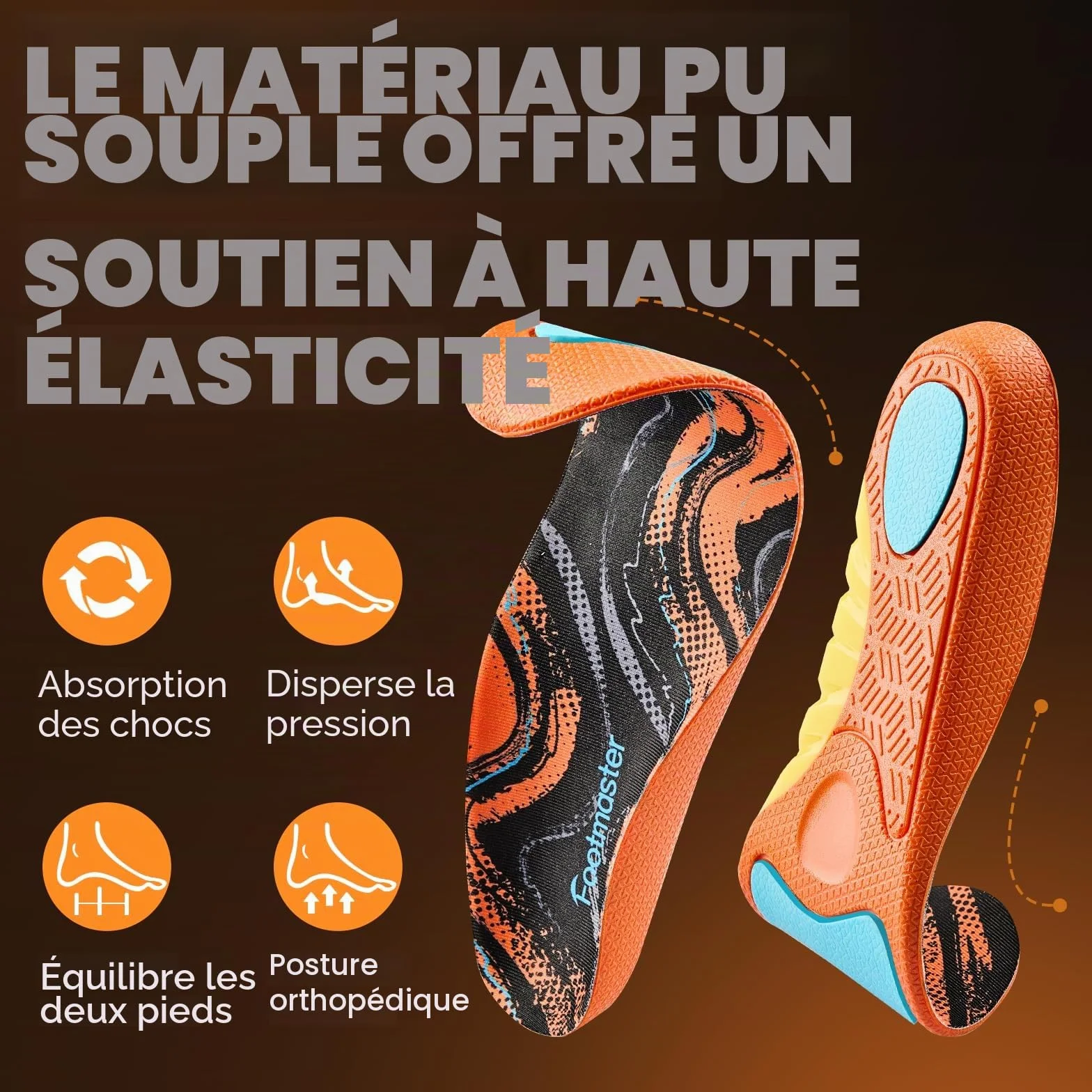 Footmaster Semelles orthopédiques fasciite plantaire soutien voûte plantaire pieds plats soulagement douleurs épine calcanéenne