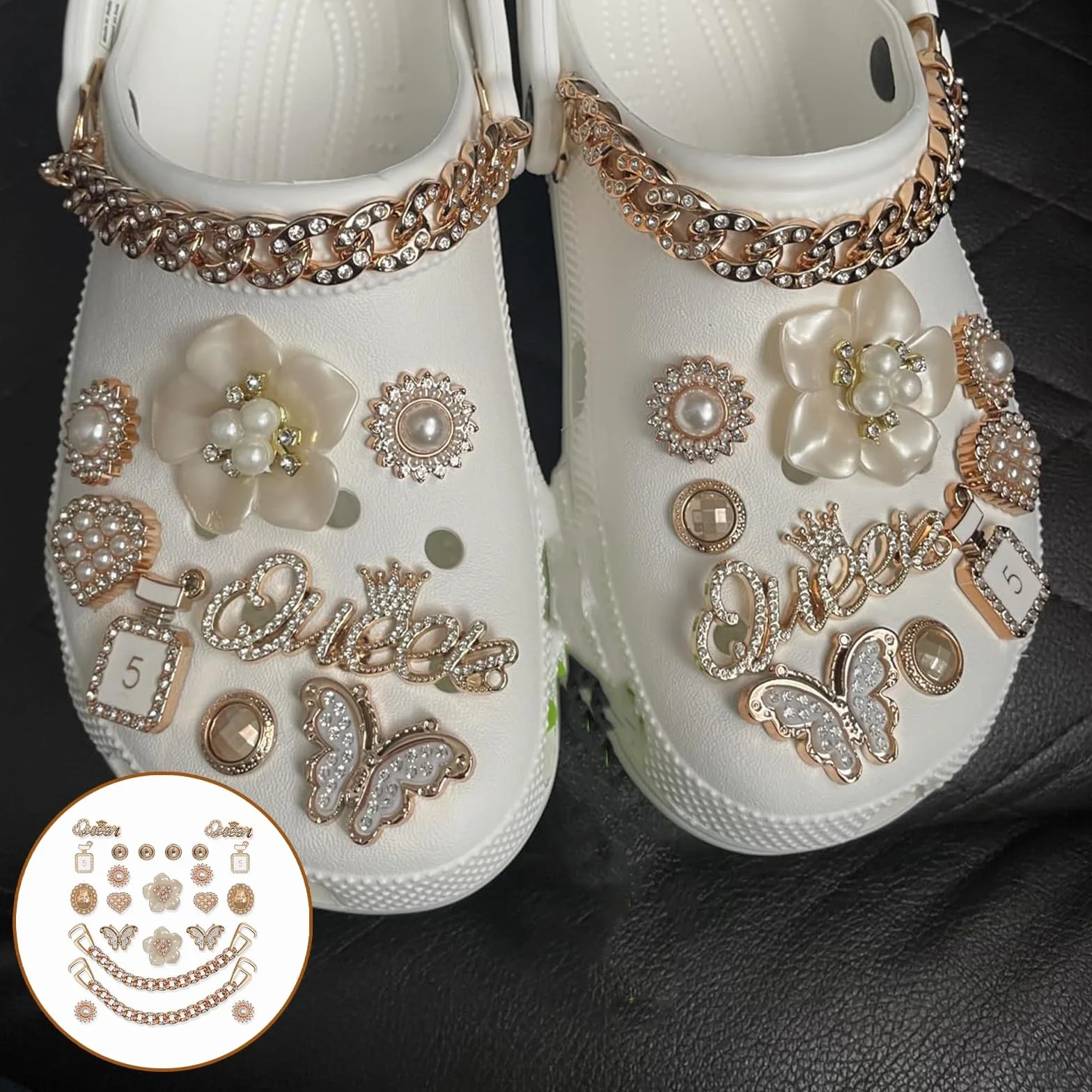 Breloques Strass pour Sabots, Décorations Clipsables en Cristal pour Chaussures Femme