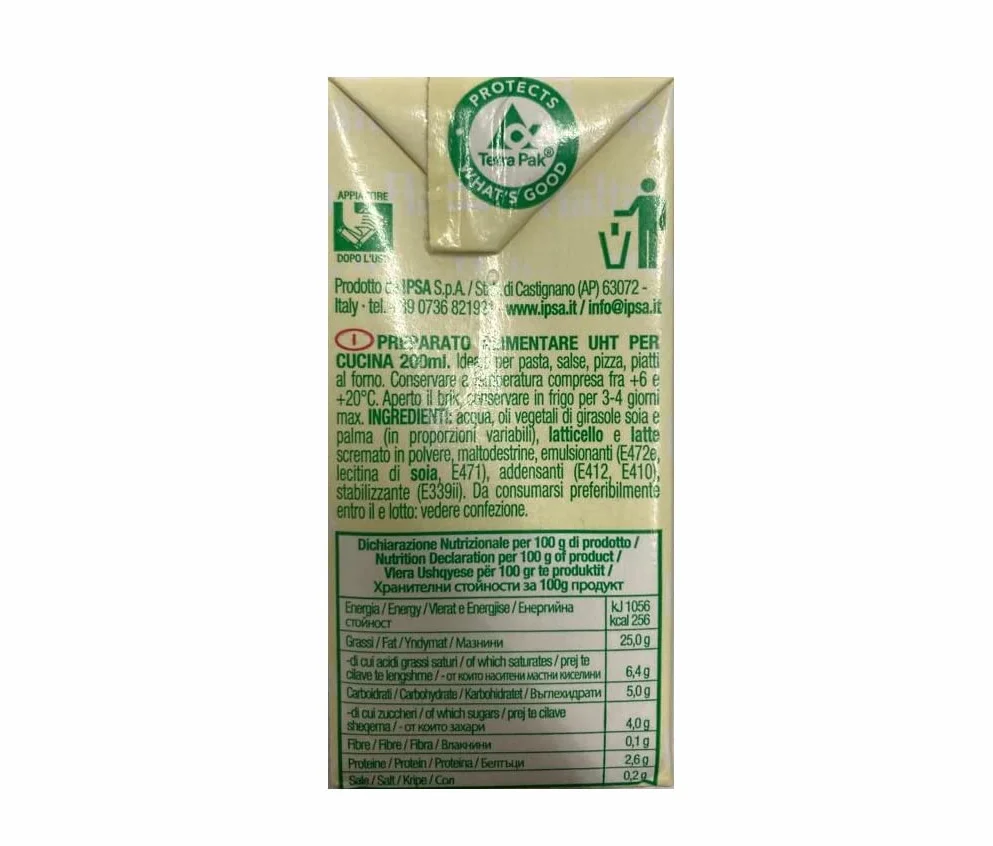Halta Cucina Preparato Alimentare UHT per Cucina Lot de 12 préparations crémeuses UHT pour la cuisine Idéal pour pâtes, sauces, pizza, crème de cuisson 200 ml