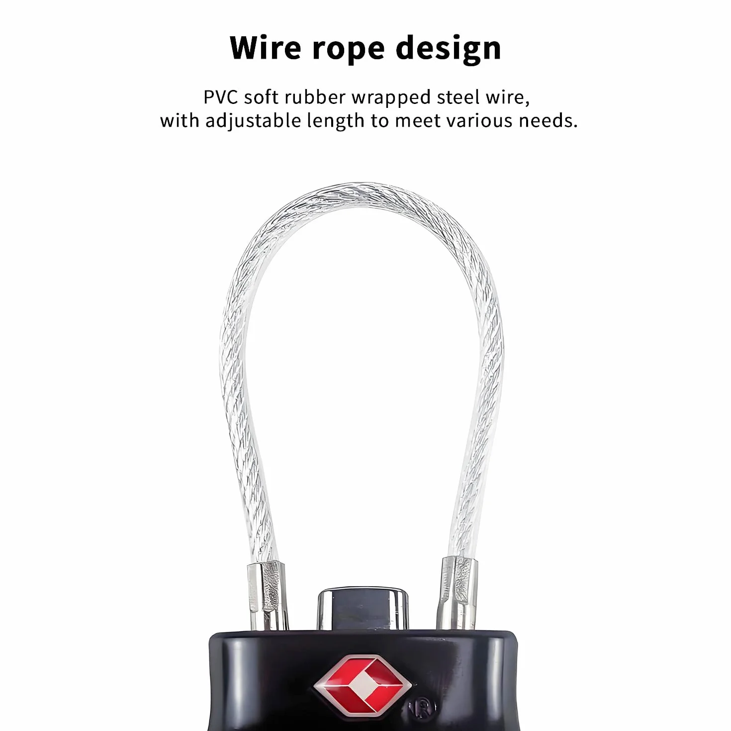 QUMOX Cadenas à câble TSA - Cadenas à combinaison 3 chiffres - Cadenas de voyage pour valise, alliage, noir