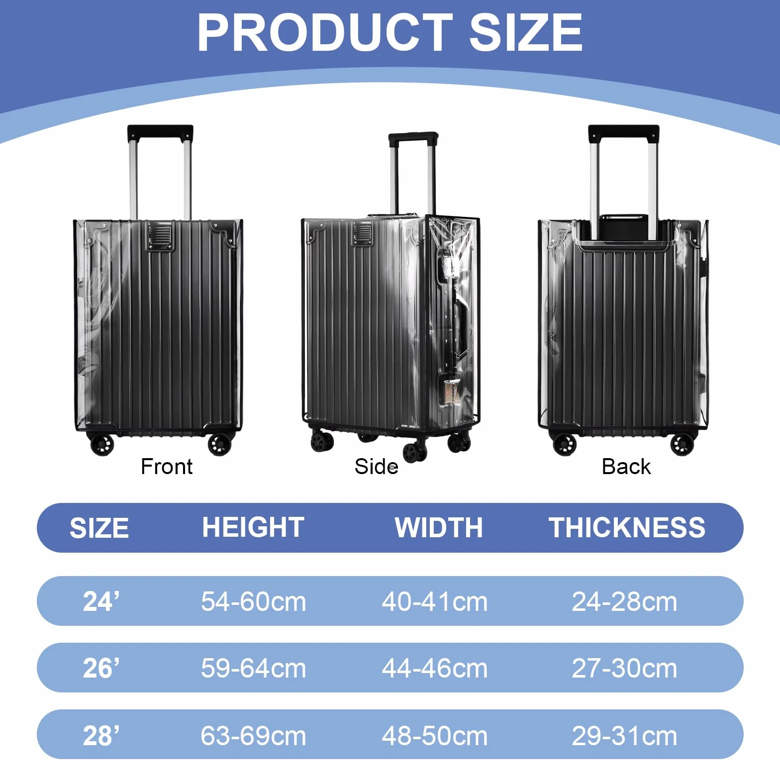 Housse de Protection Valise PVC Transparent Imperméable avec Étiquette Bagage Réutilisable pour Voyages