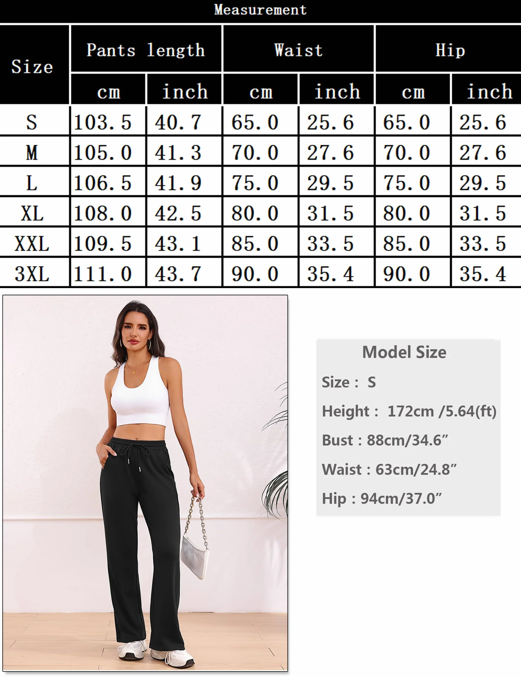 Pantalon de Sport Femme en Coton Coupe Large Taille Élastique pour Running Fitness