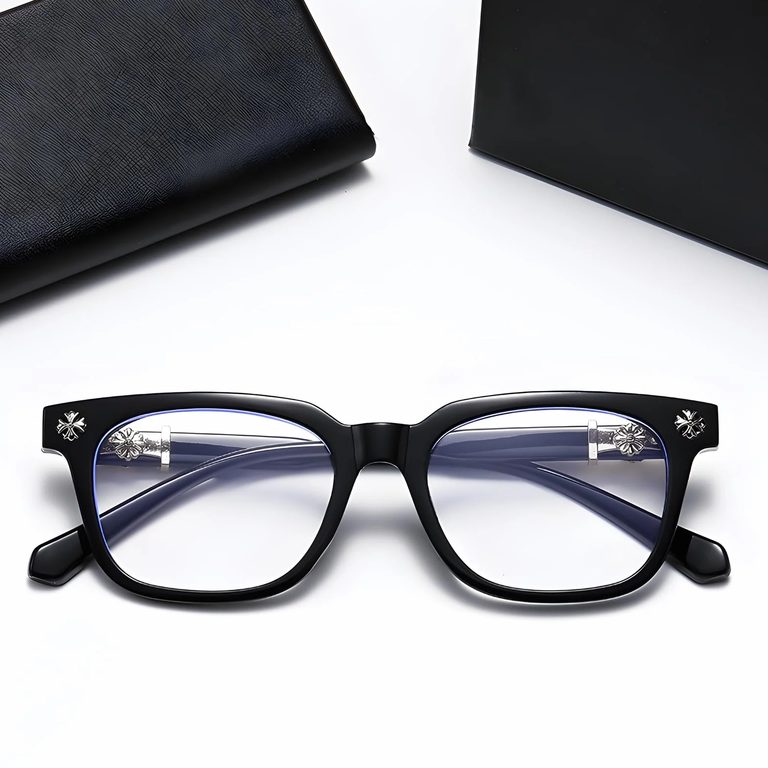 Lunettes classiques noires monture carrée épaisses pour hommes et femmes