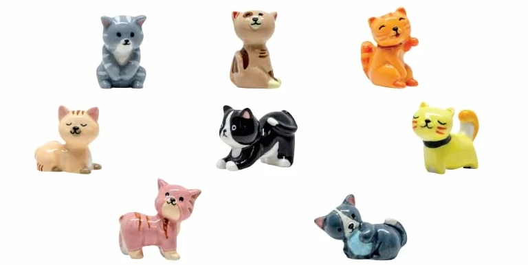 FaisTonGateau - fèves thème Les Chats - Fèves de Collection pour Galette de Rois Epiphanie - 8 fèves Multicolores