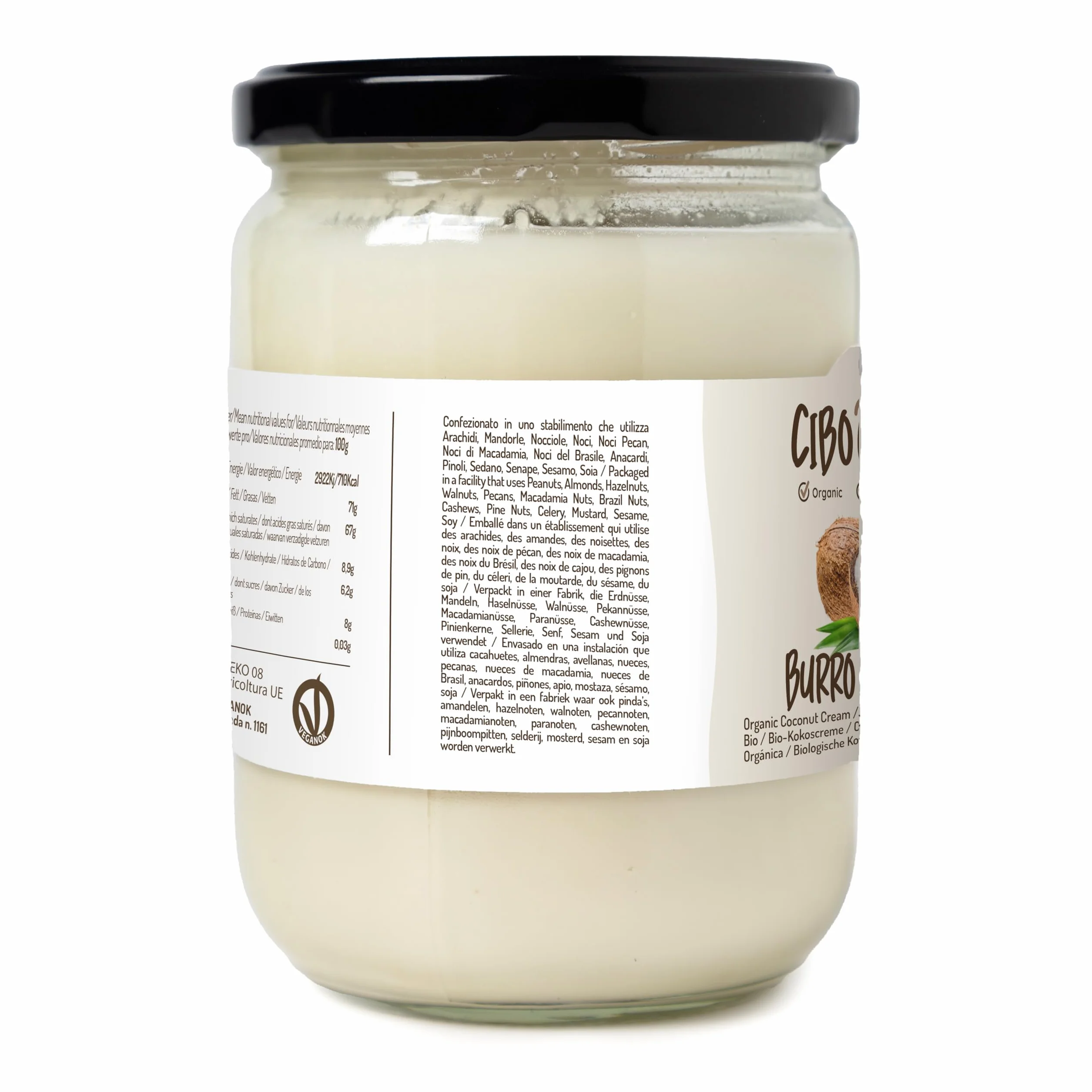 Creme de Coco bio - 500ml. Beurre de noix de coco biologique extrait à froid sans sucre. Idéal pour la cuisine végétalienne, les bonbons à la noix de coco et les gâteaux