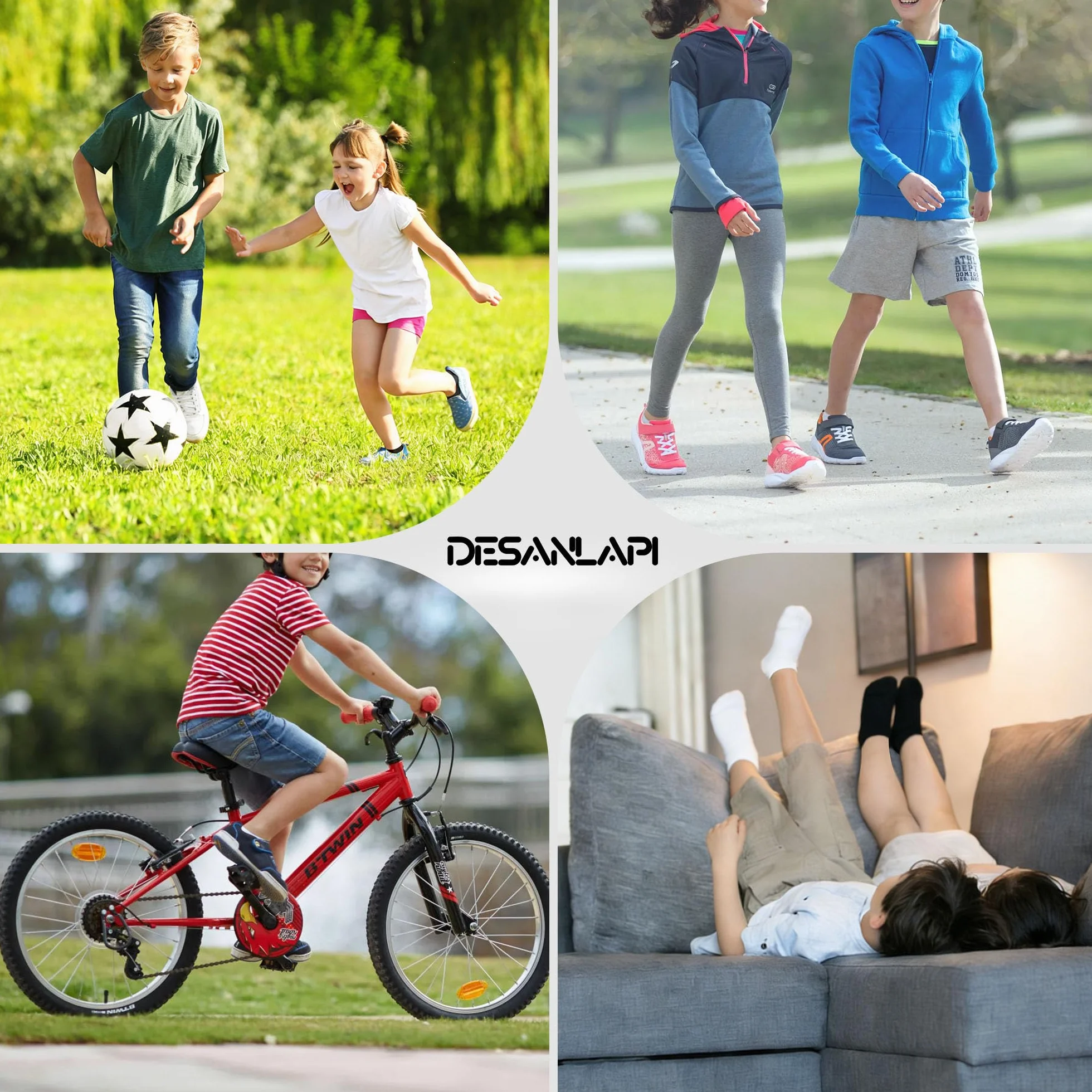 Desanlapi Lot de 12 Chaussettes Enfant Coton Garçons Filles Socquette Mixte Sport