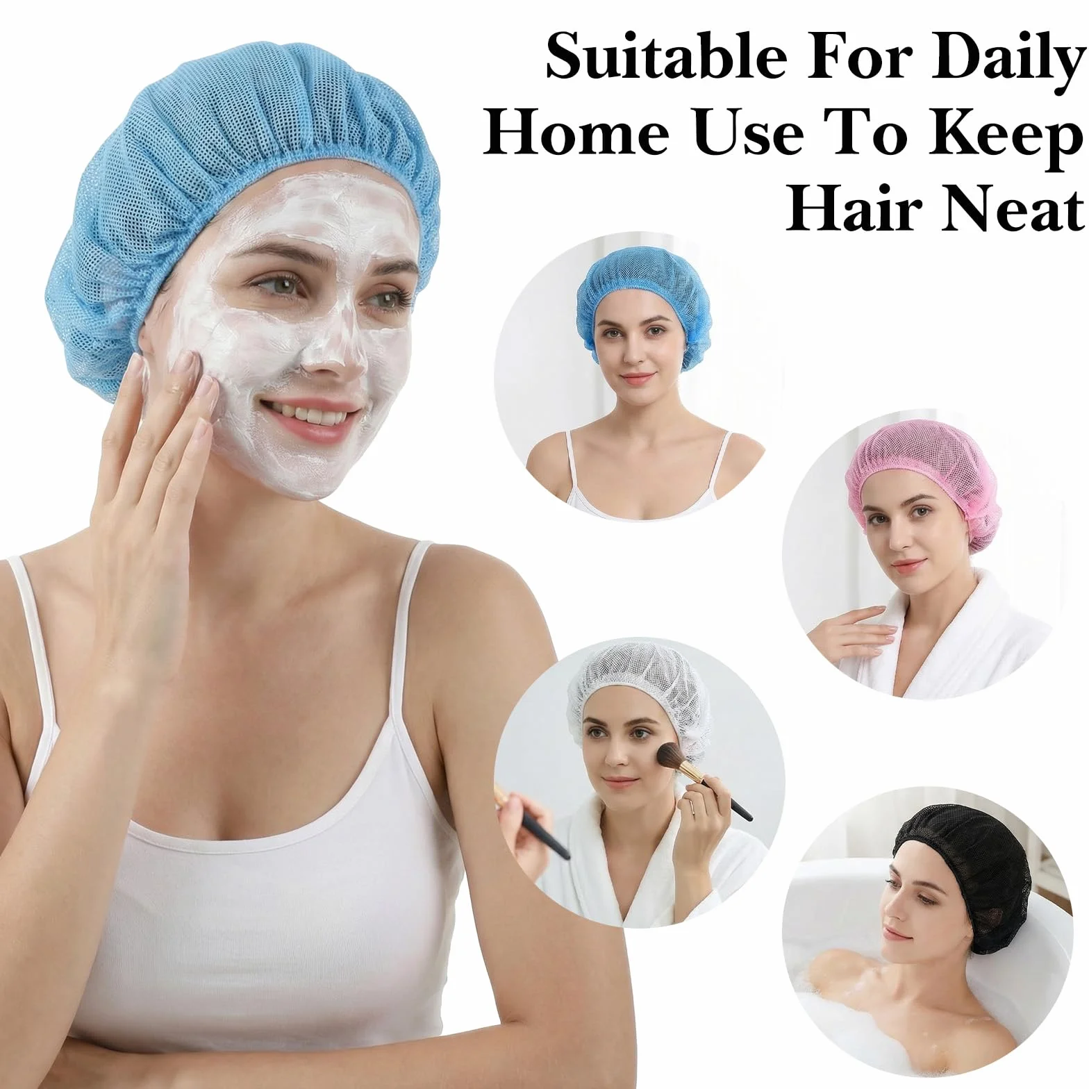 Lot de 4 filets à cheveux en maille pour dormir, bonnets de sommeil élastiques colorés