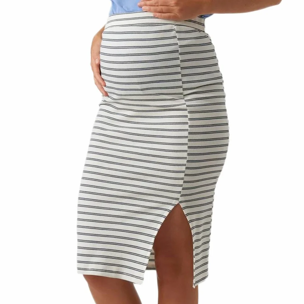 Mamalicious Jupe de Grossesse Blanche/Noir Femme Ravena