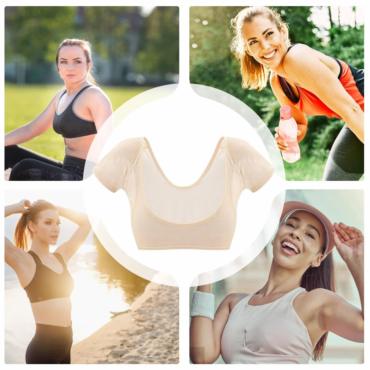 Gilet de sudation aux aisselles anti-transpiration lavable respirant à manches courtes séchage rapide femme