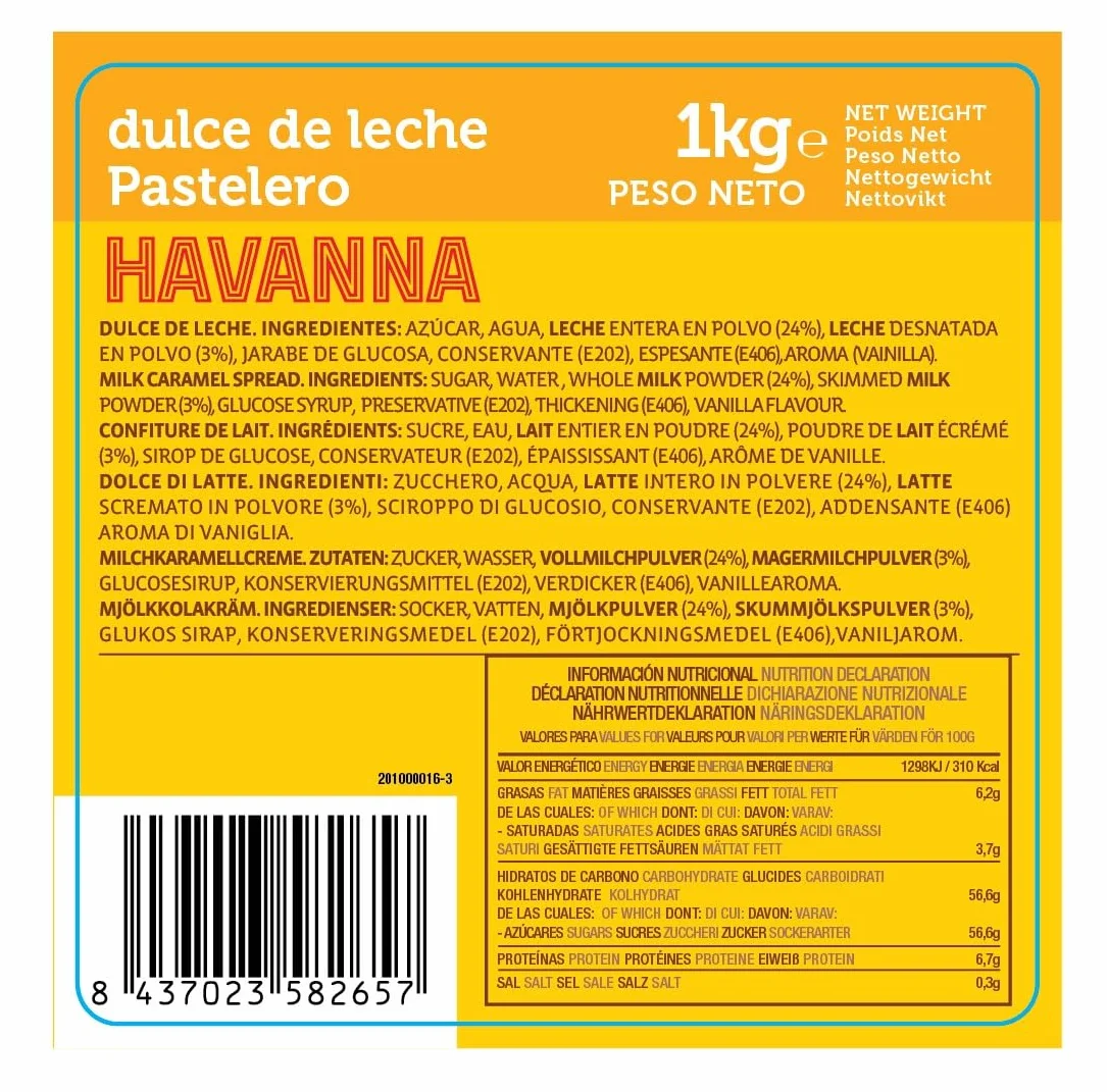 Havanna Dulce de Leche Pâtissier | Sans Gluten | Sans Colorants ni Arômes Artificiels | Produit Gourmet | Seau de 1 kg