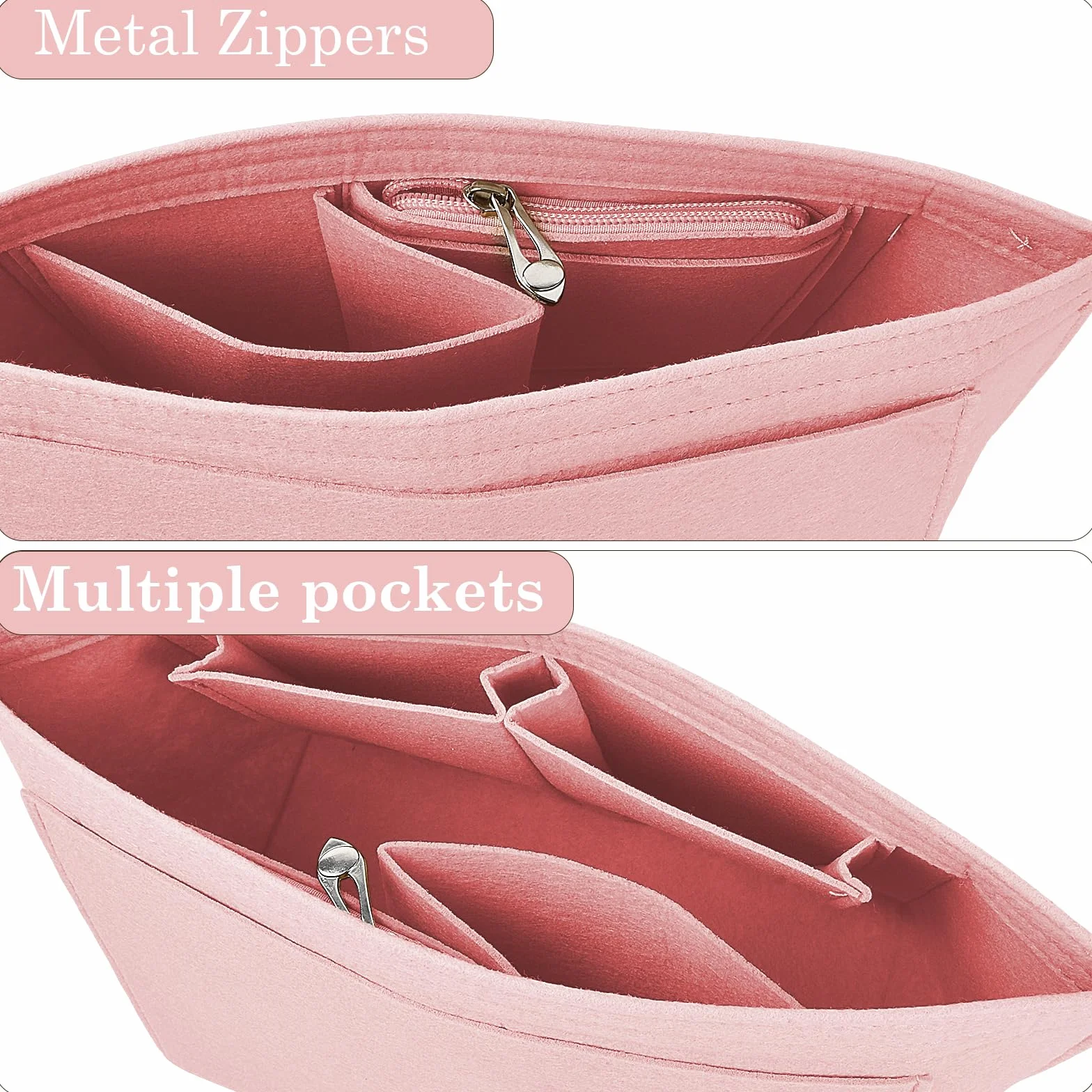 Organiseur de Sac en Feutre avec Poches pour Longchamp Rose L