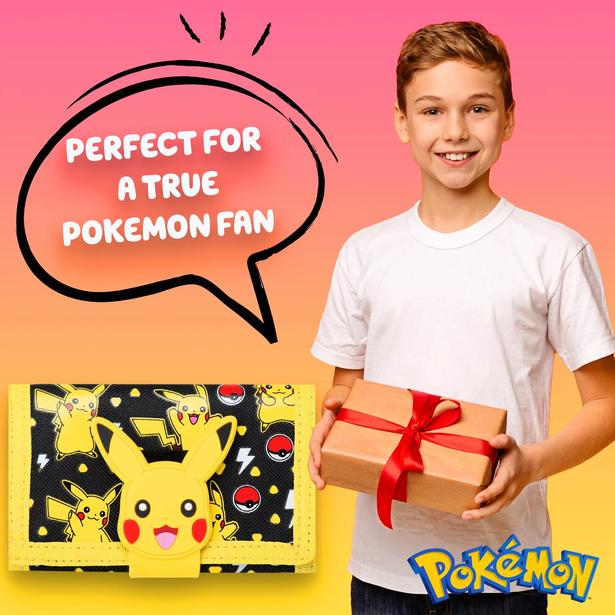 Pokémon Portefeuille en silicone jaune 14 x 8 cm avec compartiment zippé
