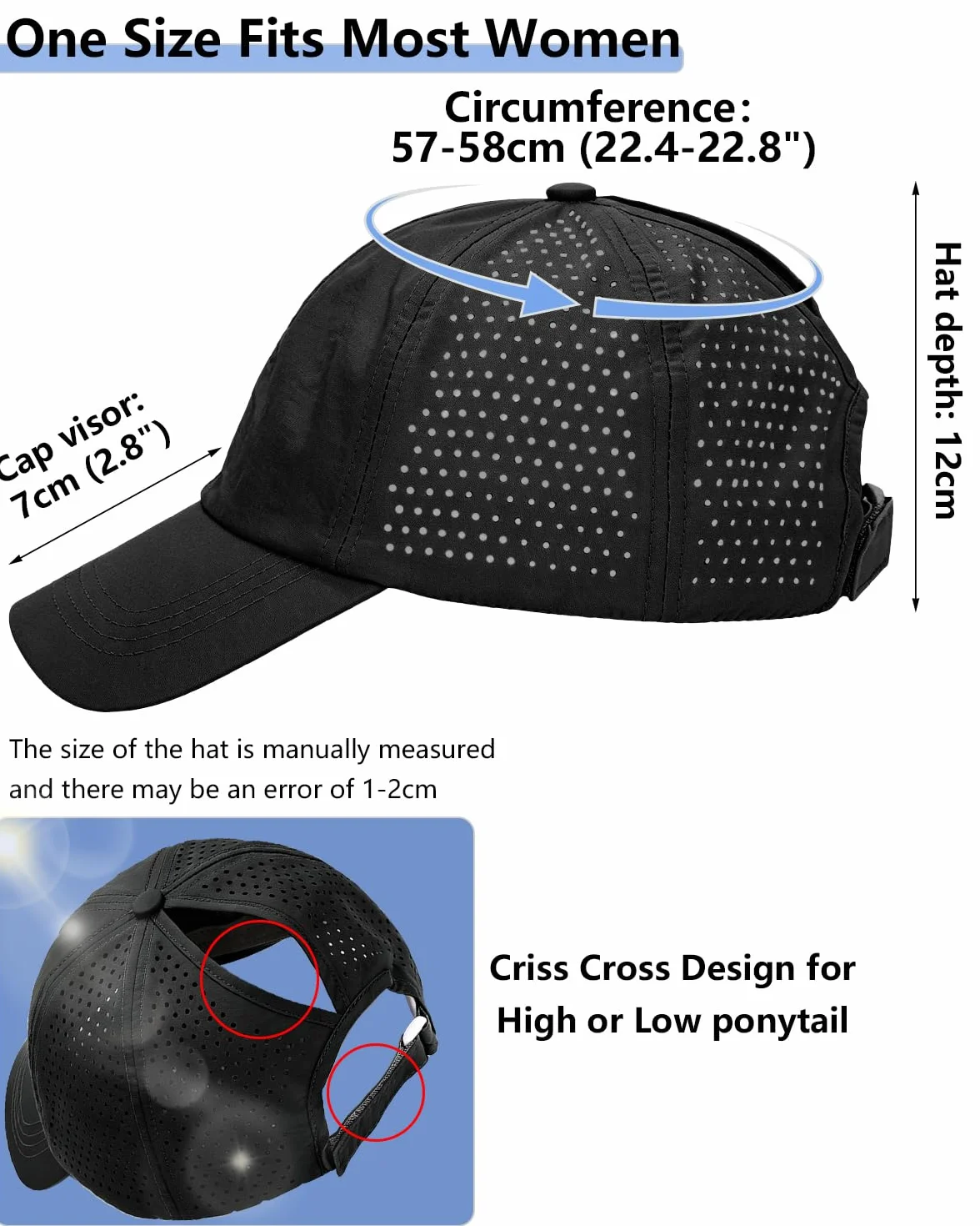 Casquette Queue de Cheval Haute Femme Été Running Sport Respirante Séchage Rapide Réglable