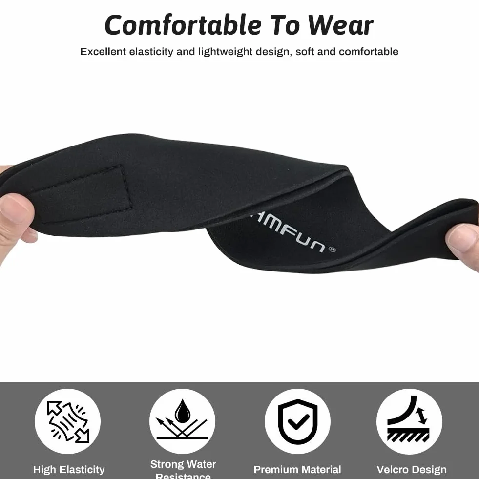 Bandeau de Natation Néoprène Antidérapant Maintient Bouchons d’Oreilles Sports Nautiques Noir M