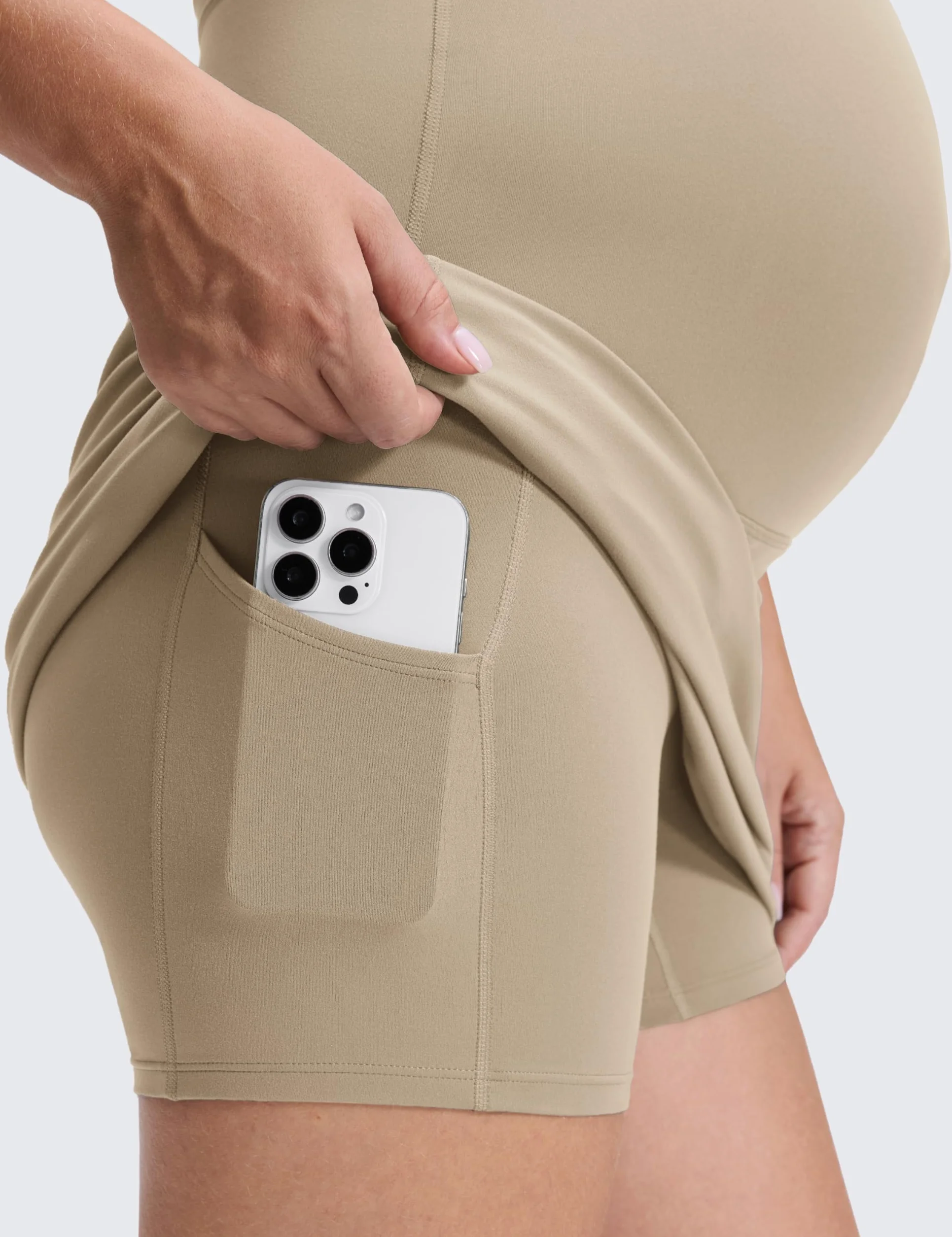 CRZ YOGA Butterluxe Maternité Taille Haute Jupes Short Poches 36.8cm