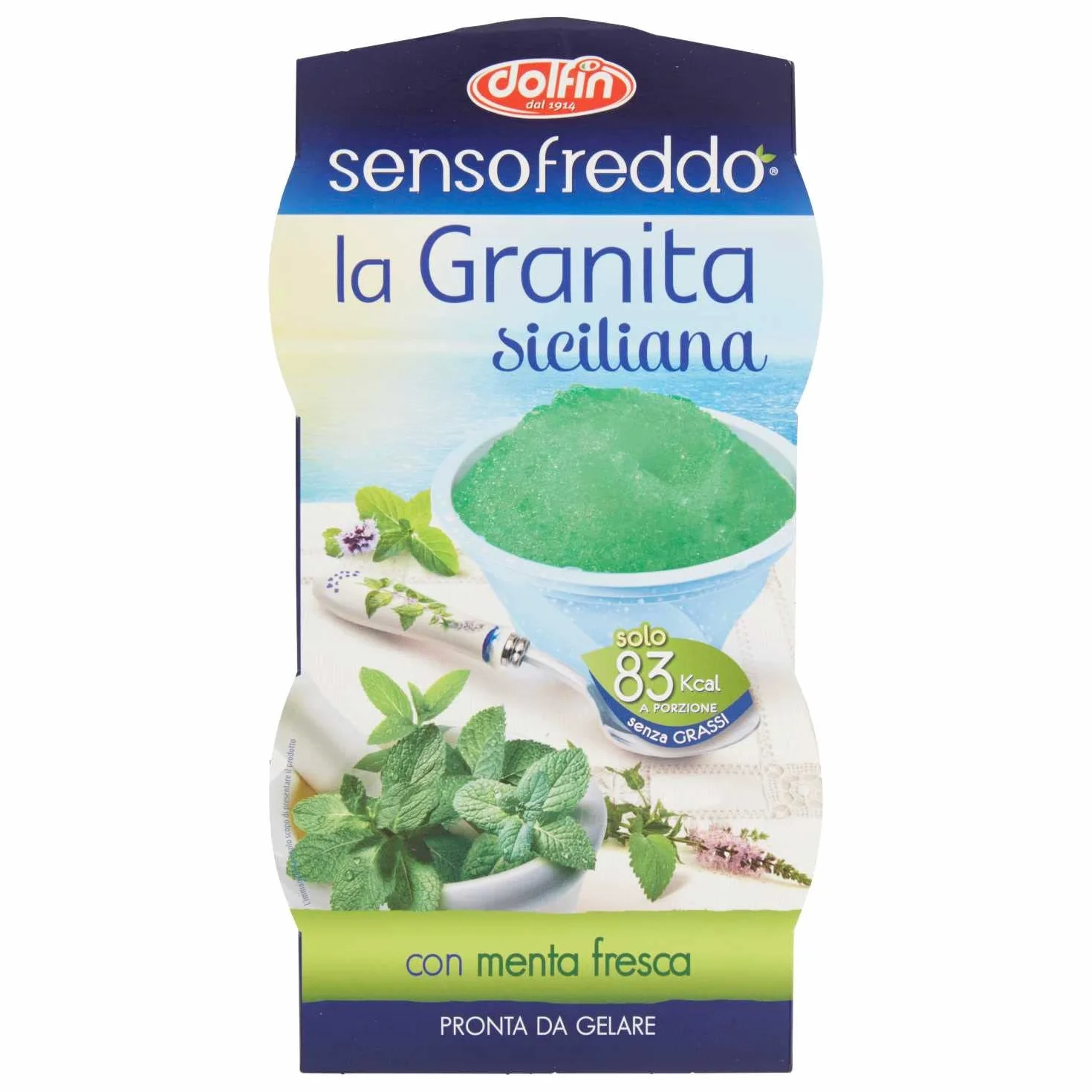 Granité Sicilienne au goût menta Senso Froid Dolfin Prêt à Gâcher, Lucgel, 12 flacons de 100 ml