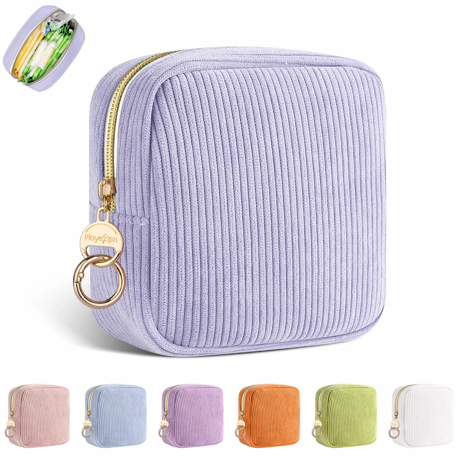Pochette Rangement Serviettes Hygiéniques Tampons avec Fermeture Éclair Violet