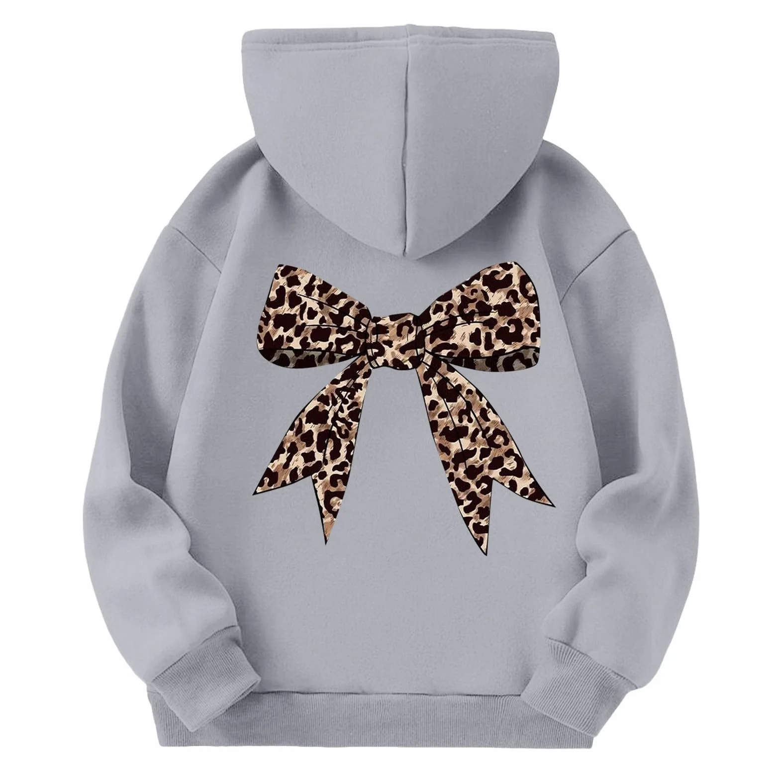 Sweat à capuche fille nœud léopard imprimé graphique manches longues pull école décontracté