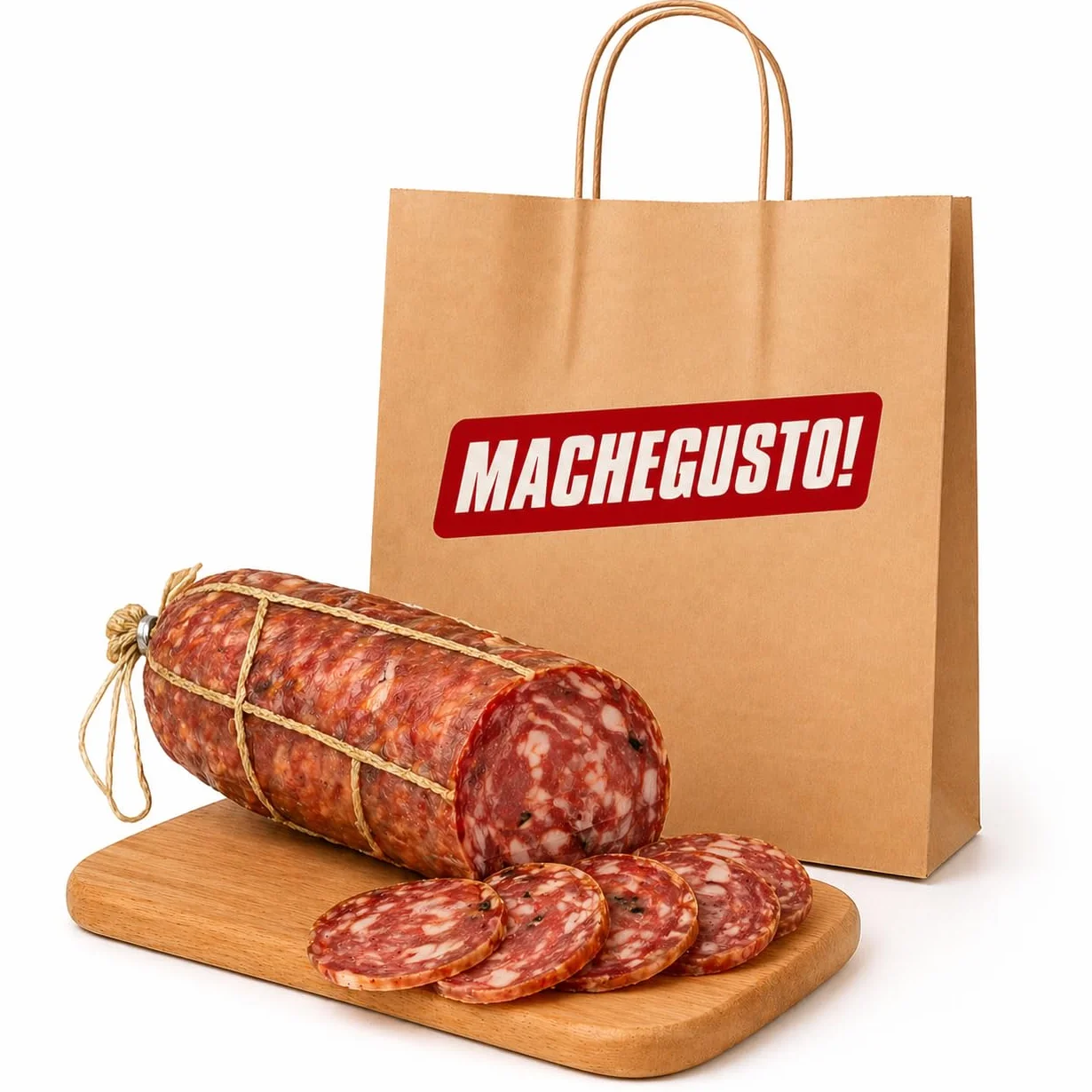 Machegusto! - Salami à la Truffe 300g – Charcuterie de Porc Italienne | Saveur Raffinée et Aromatique | Idéal pour Apéritifs et Plateaux Gourmets