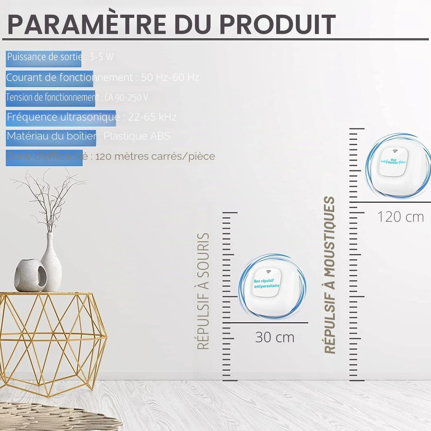Anti Moustiques, Répulsif Ultrason, Prise Anti Moustique, Électronique Antiparasitaire Intérieur, Antiparasitaire pour Moustiques, Souris, Araignées, Cafards, Mouches, Lot de 4