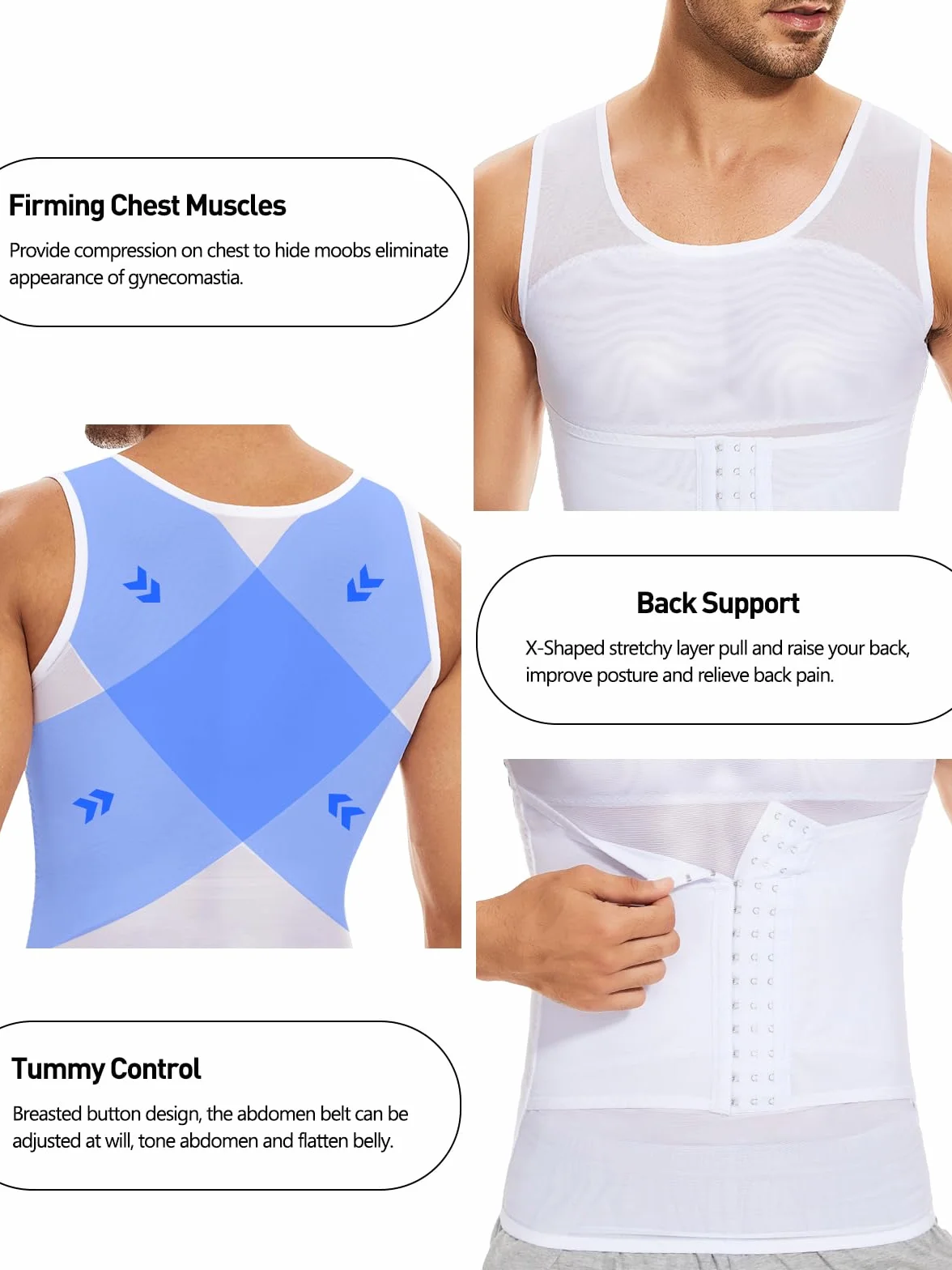 SLIMBELLE Débardeur de Compression Homme Gaine Ventre Plat T Shirt Gainant Minceur Body Shaper