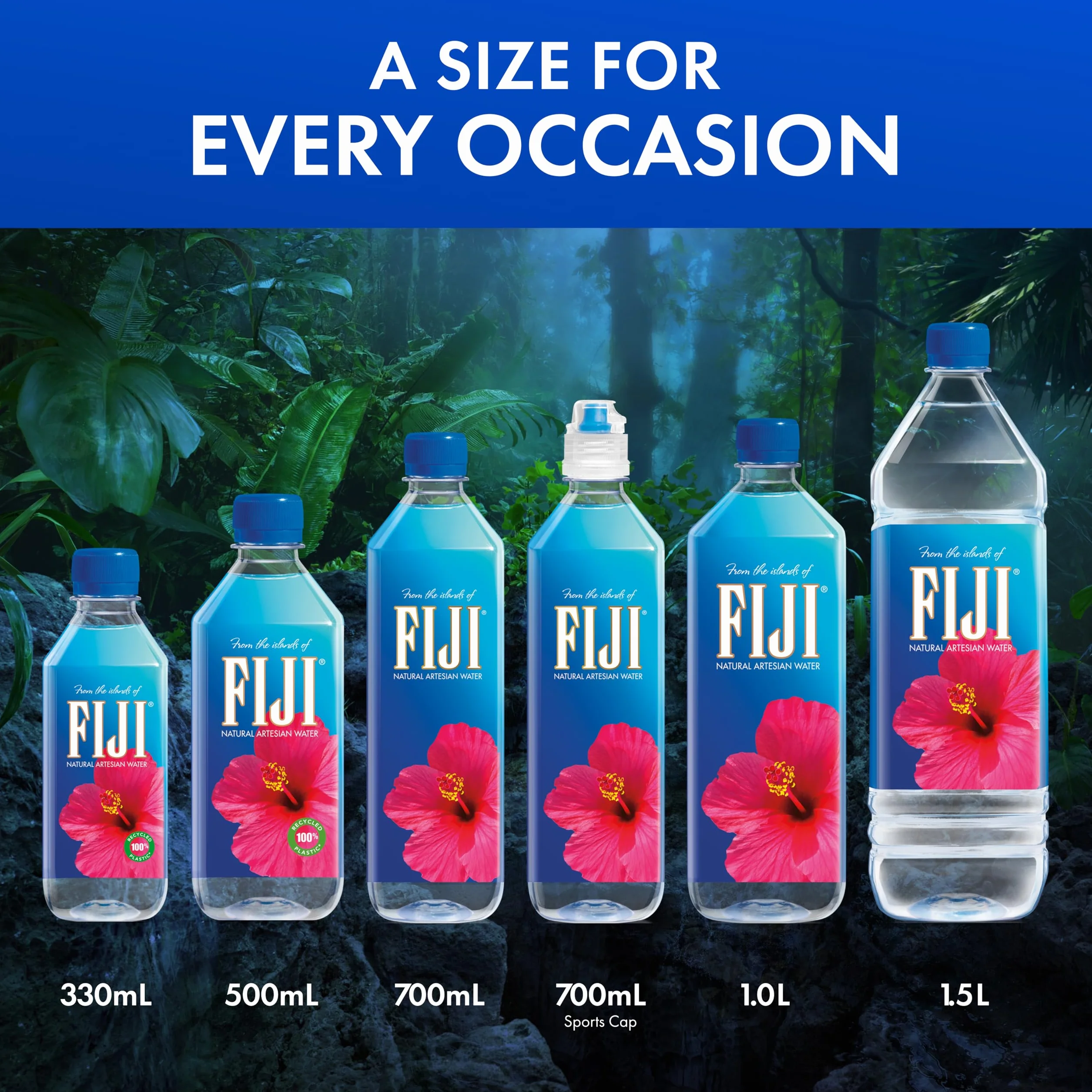 Fiji Water - Eau Minérale Plate des Îles Fidji - Eau Artésienne Enrichie en Minéraux - Filtration Naturelle, Conditionnée sans Contact avec la Main de l'Homme - Carton de 24 bouteilles *330 ml