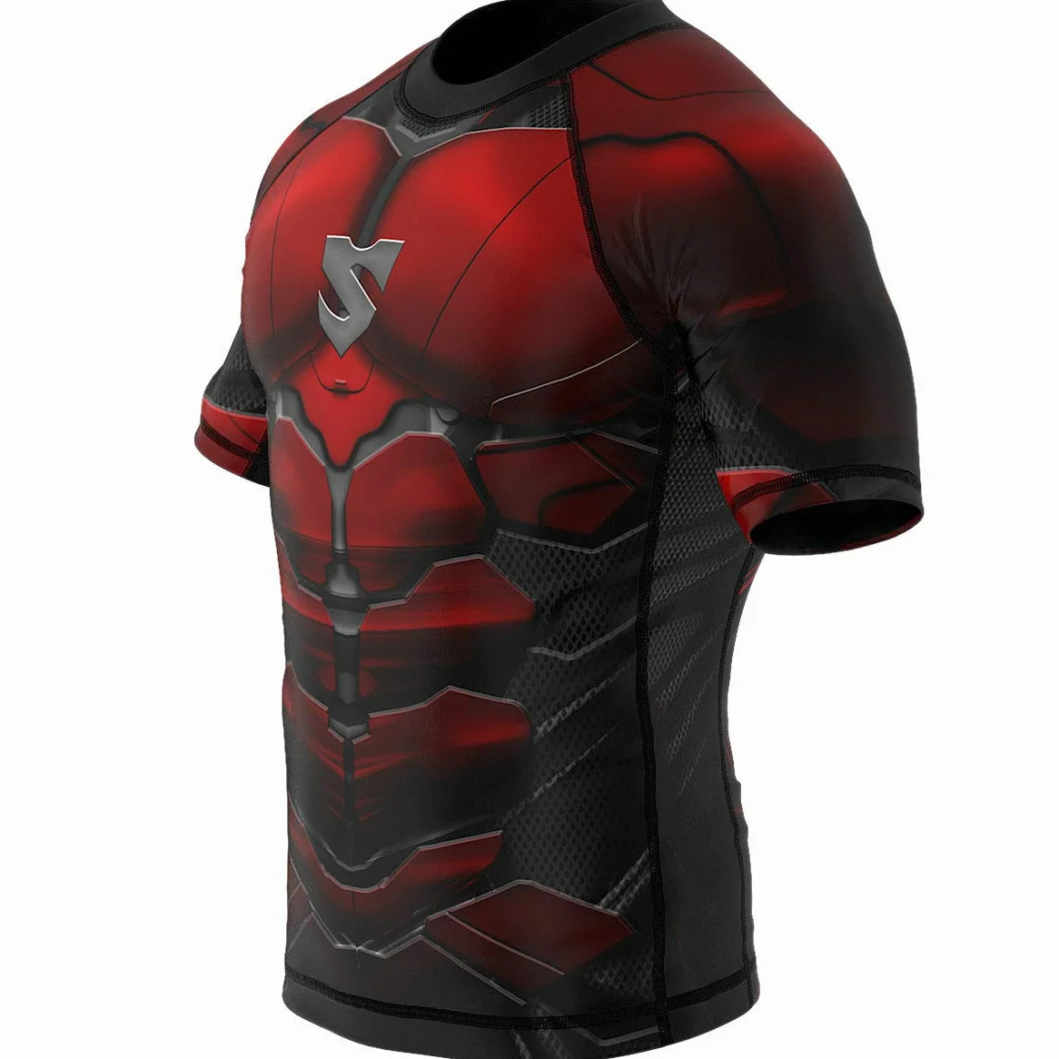 SMMASH Rashguard Homme T Shirt Manche Courte Compression MMA Running Boxe Kickboxing Krav Maga Respirant Résistant