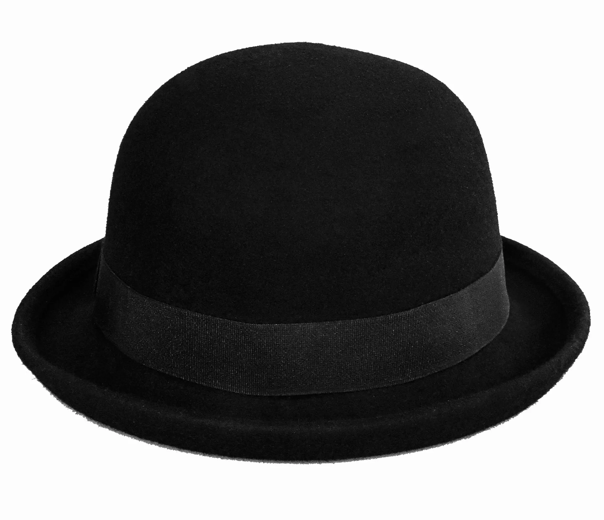 Chapeau melon Derby noir à bord roulé court S/M