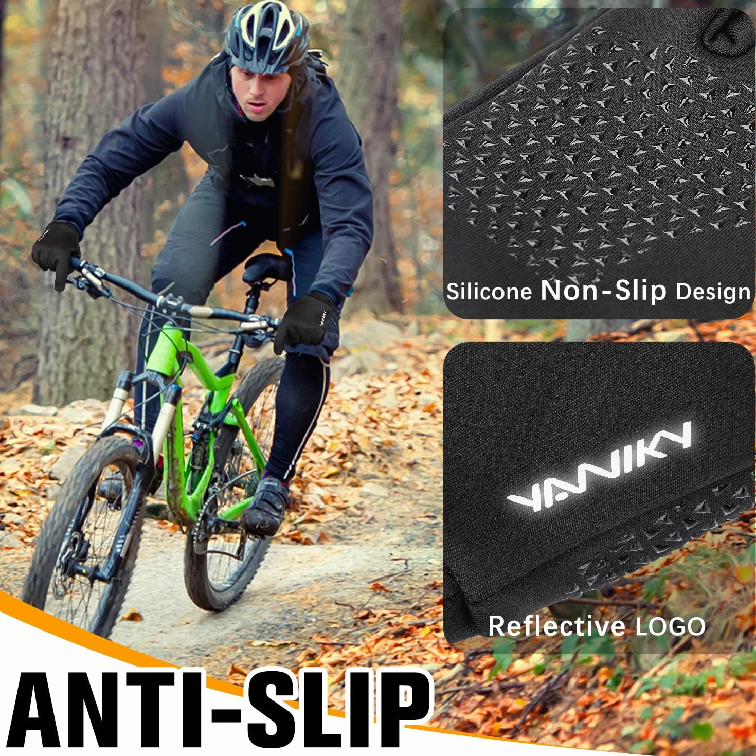 YANIKY Gants Cyclisme Coupe-Vent Thermiques Homme Femme Antidérapants Écran Tactile Vélo Course Randonnée