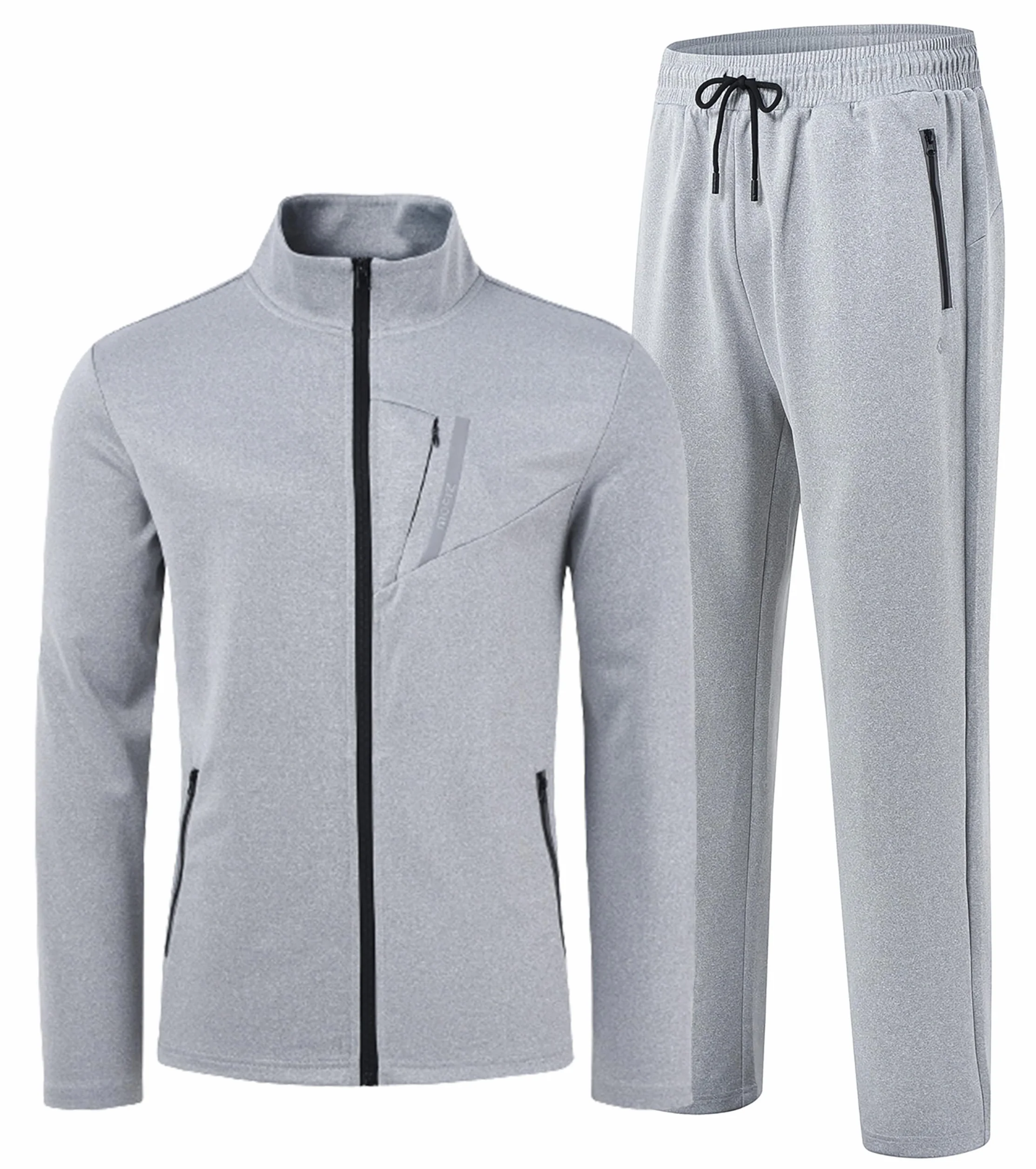 Survêtement homme manches longues couleur unie sport course fermeture éclair