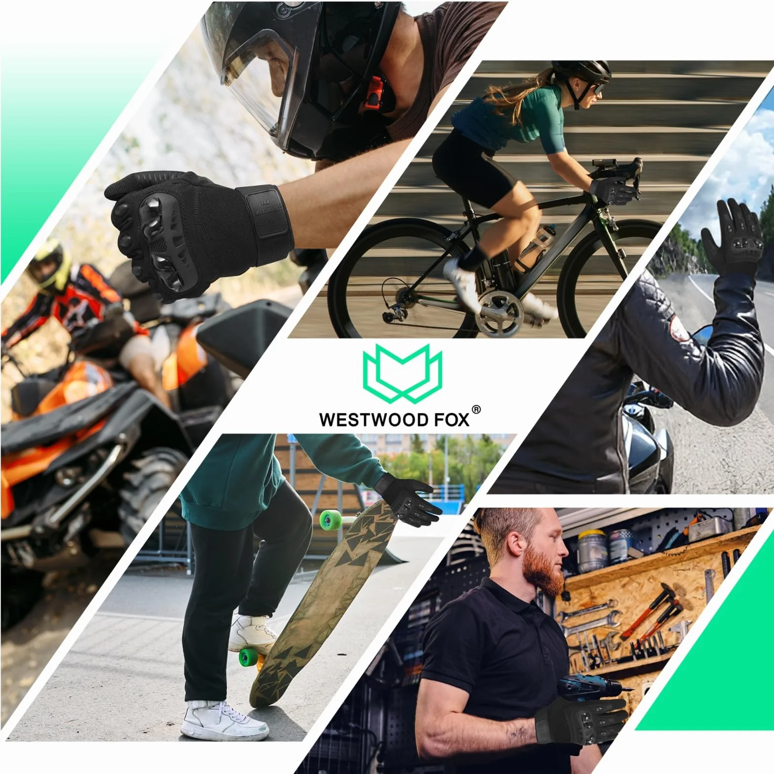 WESTWOOD FOX Gants de Moto Respirants à écran Tactile pour Hommes et Femmes