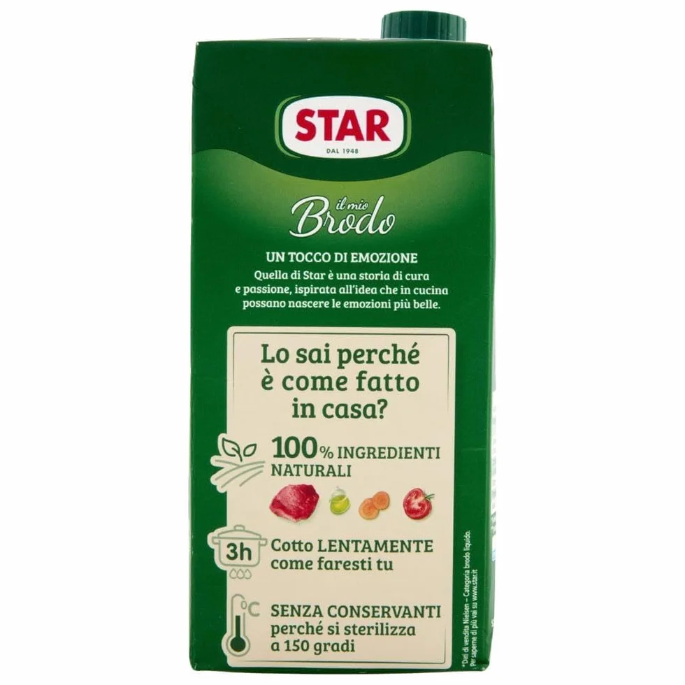 Star Il Mio Brodo Manzo Lot de 6 bouillons liquides prêts à l'emploi, 100 % naturel, sans conservateurs, sans gluten, sans Beni Culinari et porte-clés gratuit