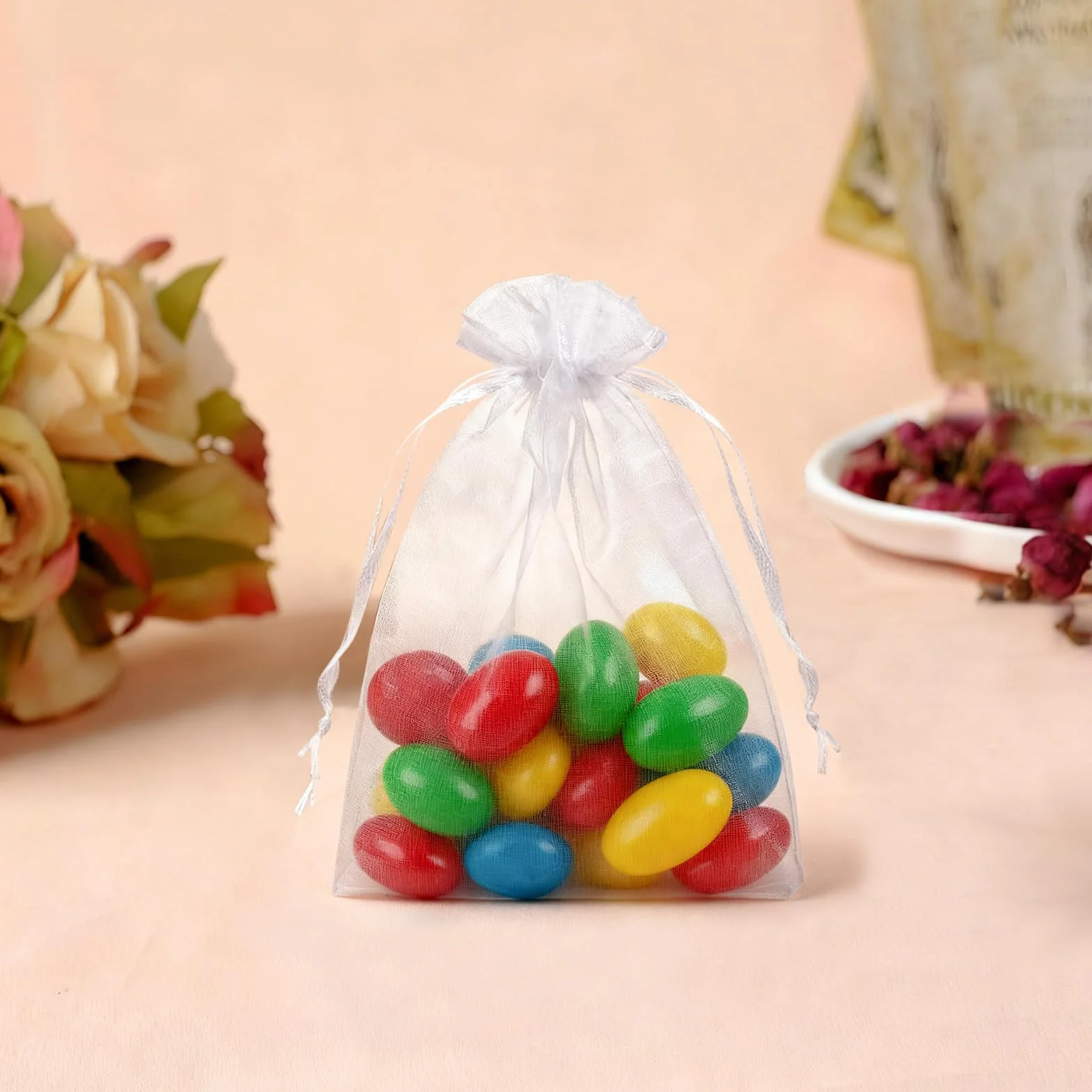 Sachets Organza 17x23cm Blanc 100 Pièces Pochette Cadeau pour Bijoux Mariage