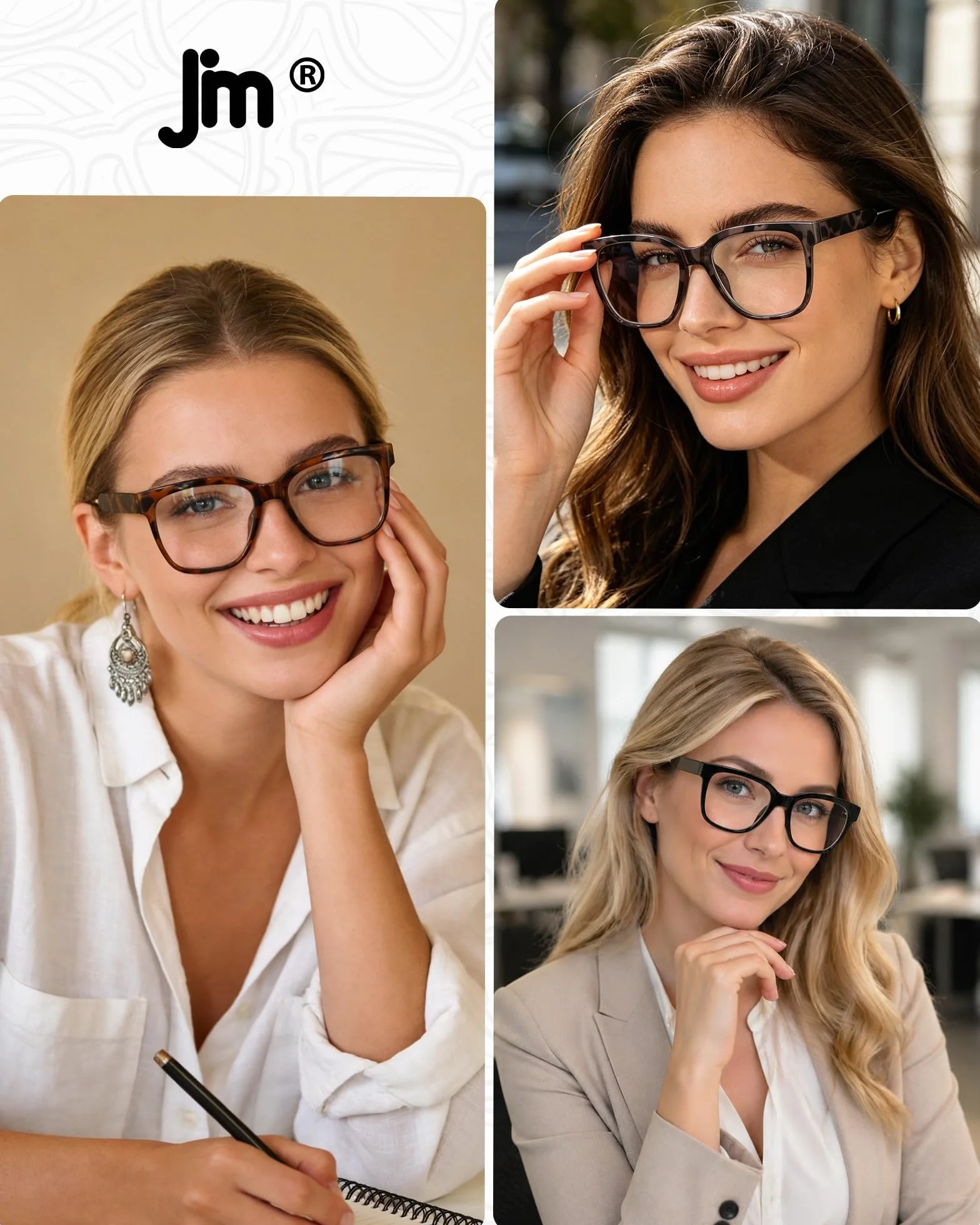 Lunettes de Lecture Classiques Carré Rétro Mode Surdimensionné Anti Lumière Bleue pour Femme Hommes 3 Pack